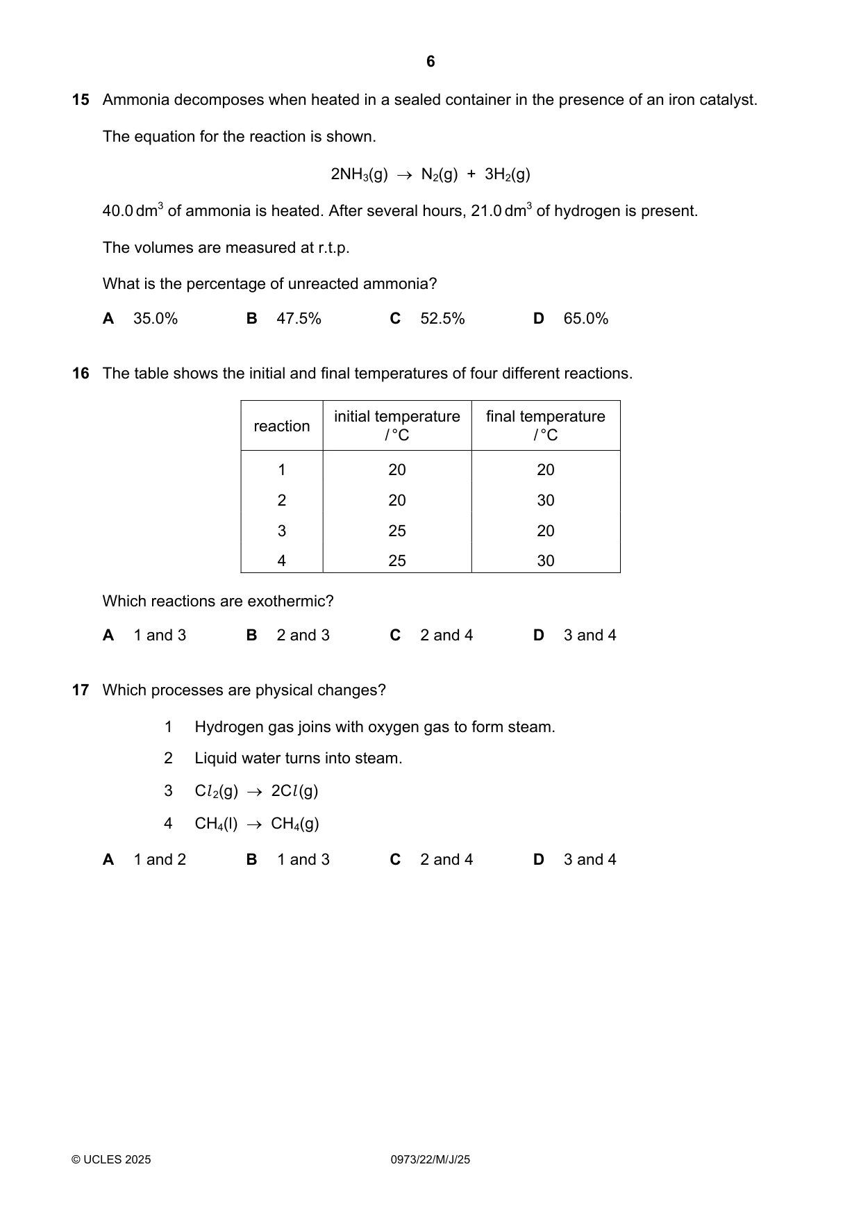 Cambridge IGCSE Sciences - Co-ordinated (9-1) 0973 2025 May/June Paper 2 · Variant 2 question paper, page 6 of 16