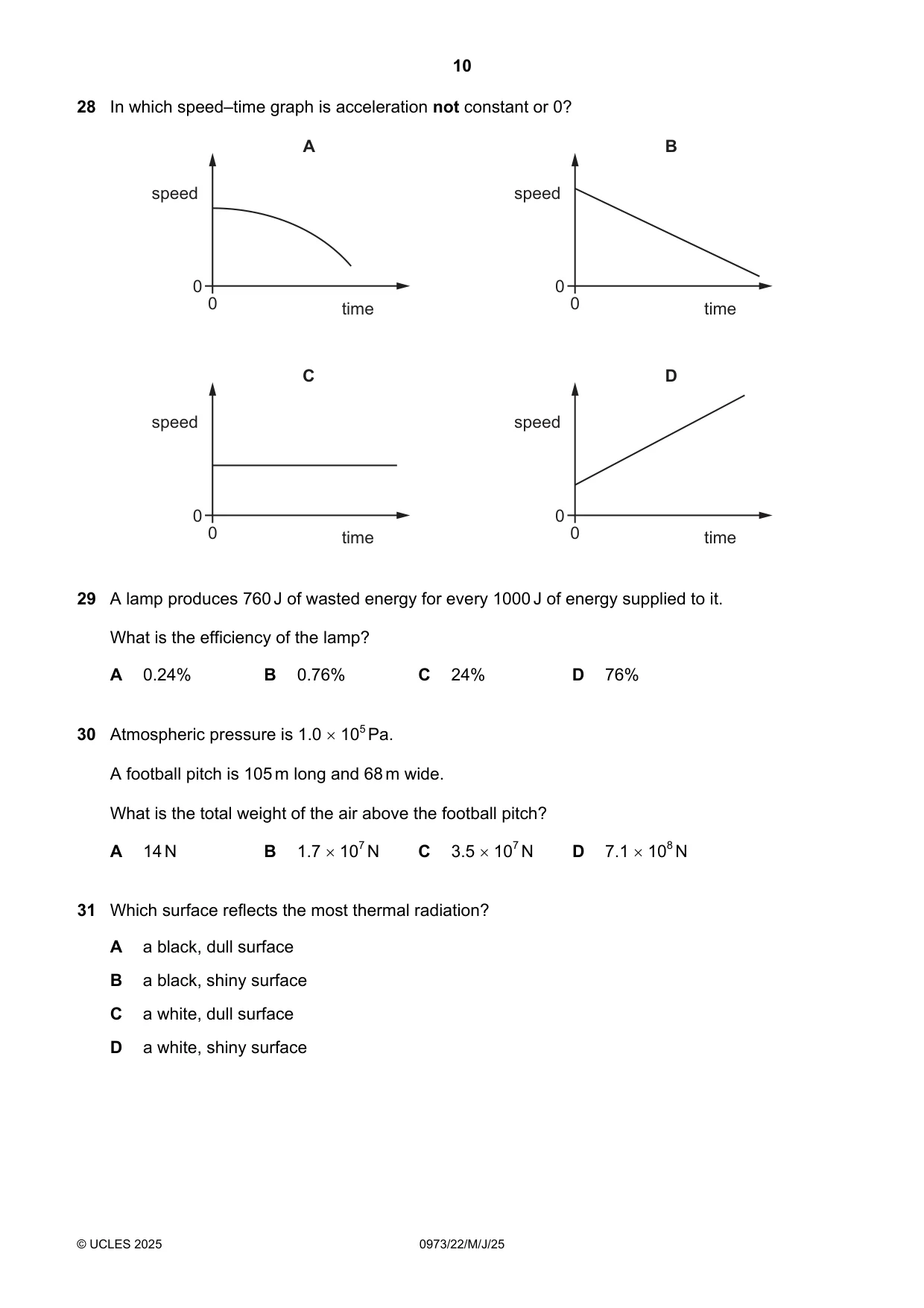 Cambridge IGCSE Sciences - Co-ordinated (9-1) 0973 2025 May/June Paper 2 · Variant 2 question paper, page 10 of 16