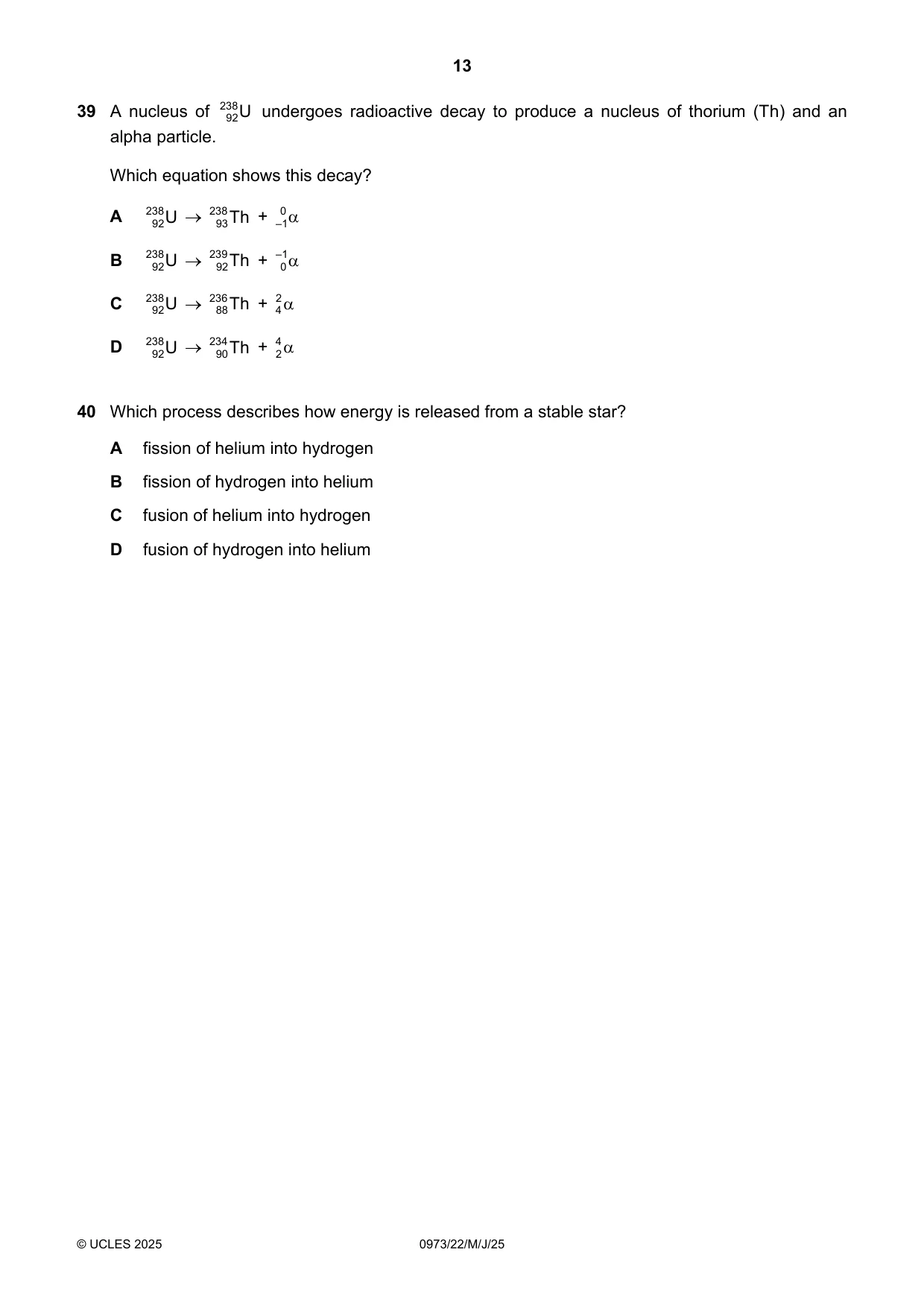 Cambridge IGCSE Sciences - Co-ordinated (9-1) 0973 2025 May/June Paper 2 · Variant 2 question paper, page 13 of 16