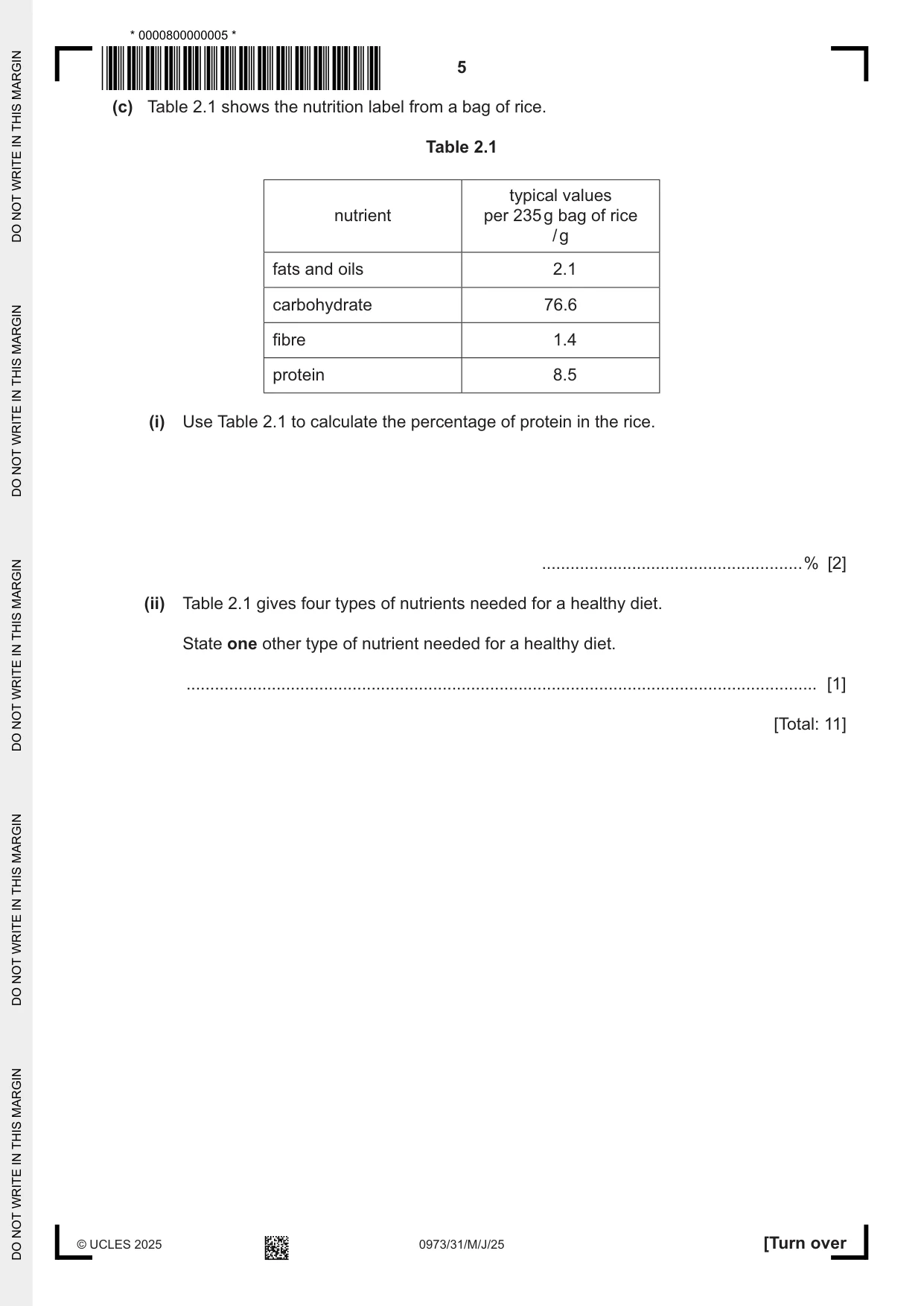 Cambridge IGCSE Sciences - Co-ordinated (9-1) 0973 2025 May/June Paper 3 · Variant 1 question paper, page 5 of 28