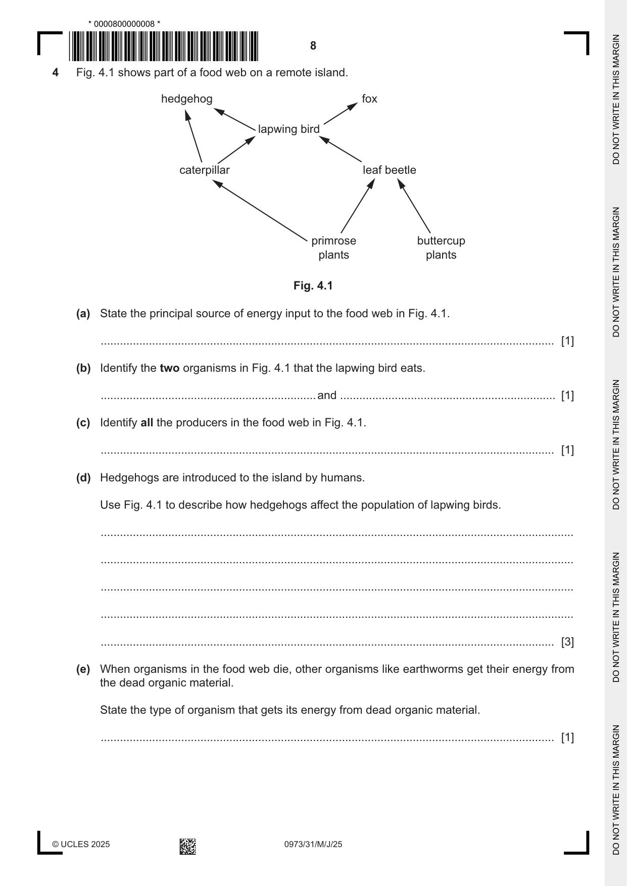 Cambridge IGCSE Sciences - Co-ordinated (9-1) 0973 2025 May/June Paper 3 · Variant 1 question paper, page 8 of 28