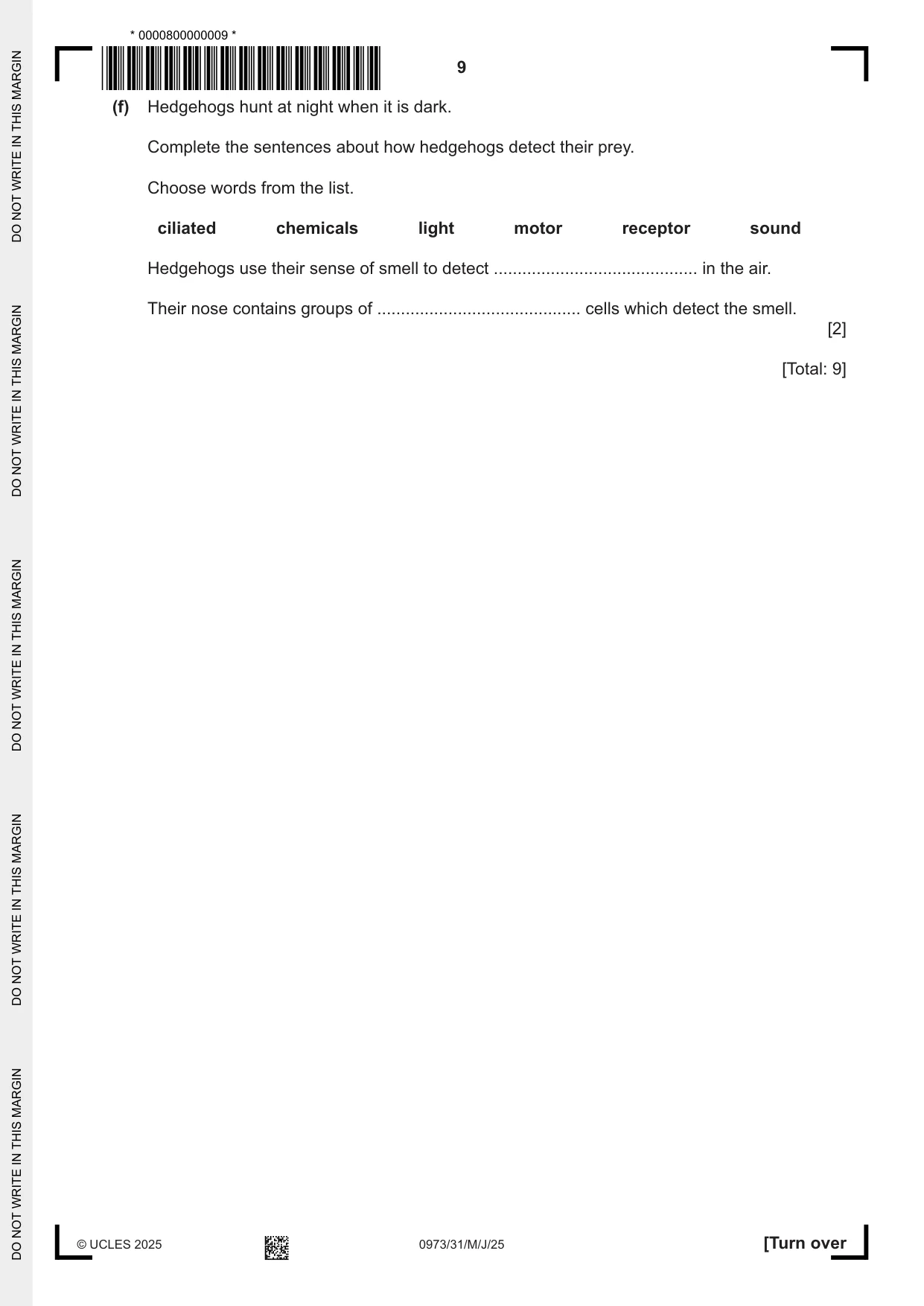 Cambridge IGCSE Sciences - Co-ordinated (9-1) 0973 2025 May/June Paper 3 · Variant 1 question paper, page 9 of 28