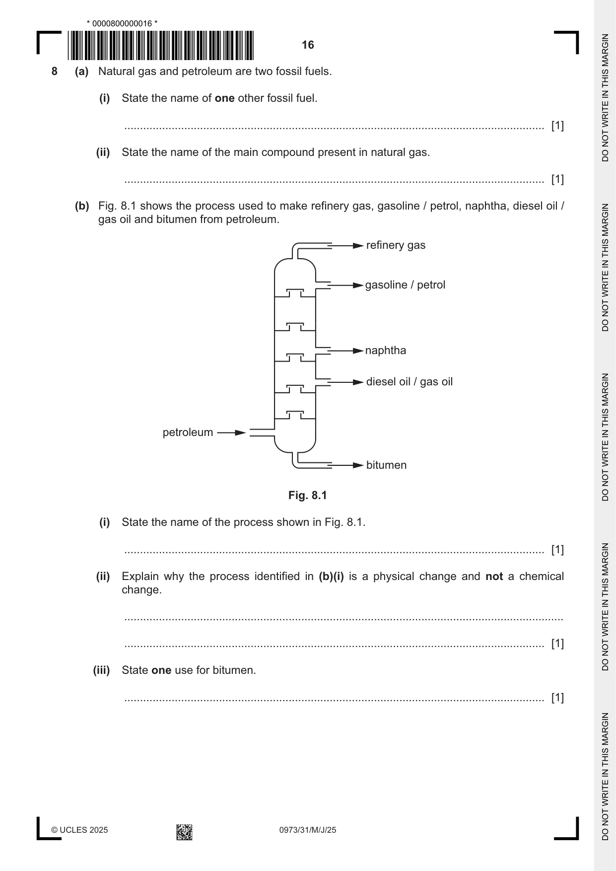 Cambridge IGCSE Sciences - Co-ordinated (9-1) 0973 2025 May/June Paper 3 · Variant 1 question paper, page 16 of 28
