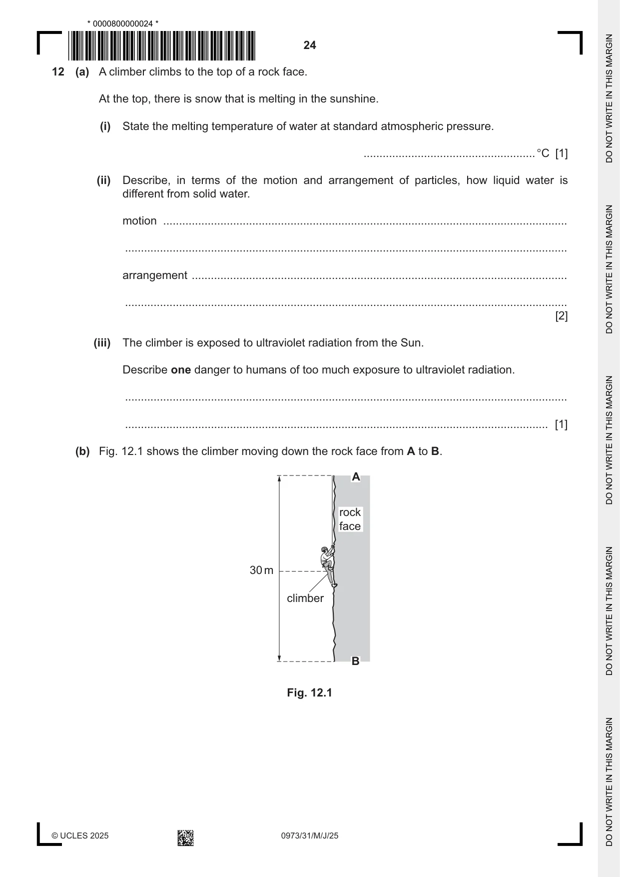 Cambridge IGCSE Sciences - Co-ordinated (9-1) 0973 2025 May/June Paper 3 · Variant 1 question paper, page 24 of 28