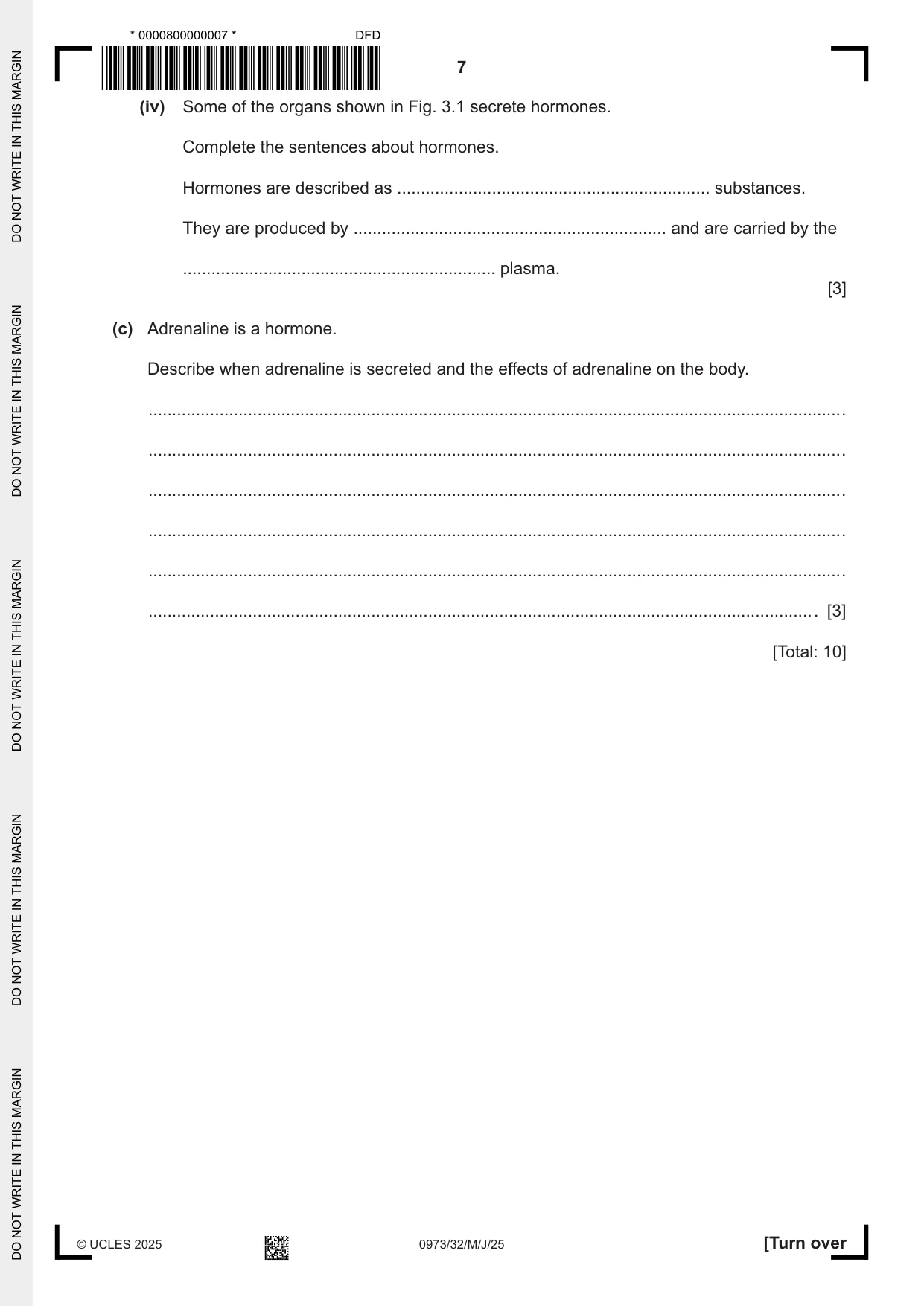 Cambridge IGCSE Sciences - Co-ordinated (9-1) 0973 2025 May/June Paper 3 · Variant 2 question paper, page 7 of 28