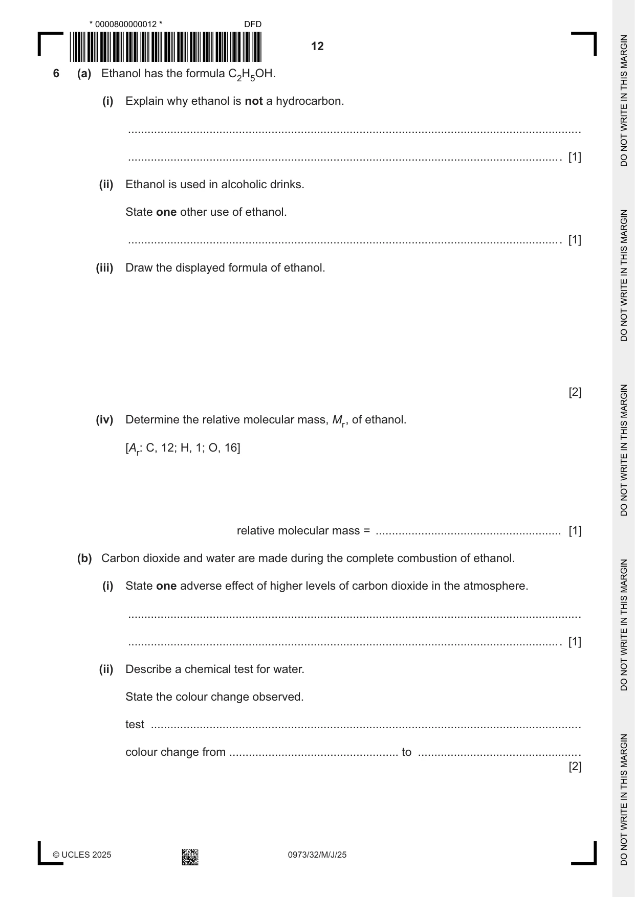 Cambridge IGCSE Sciences - Co-ordinated (9-1) 0973 2025 May/June Paper 3 · Variant 2 question paper, page 12 of 28