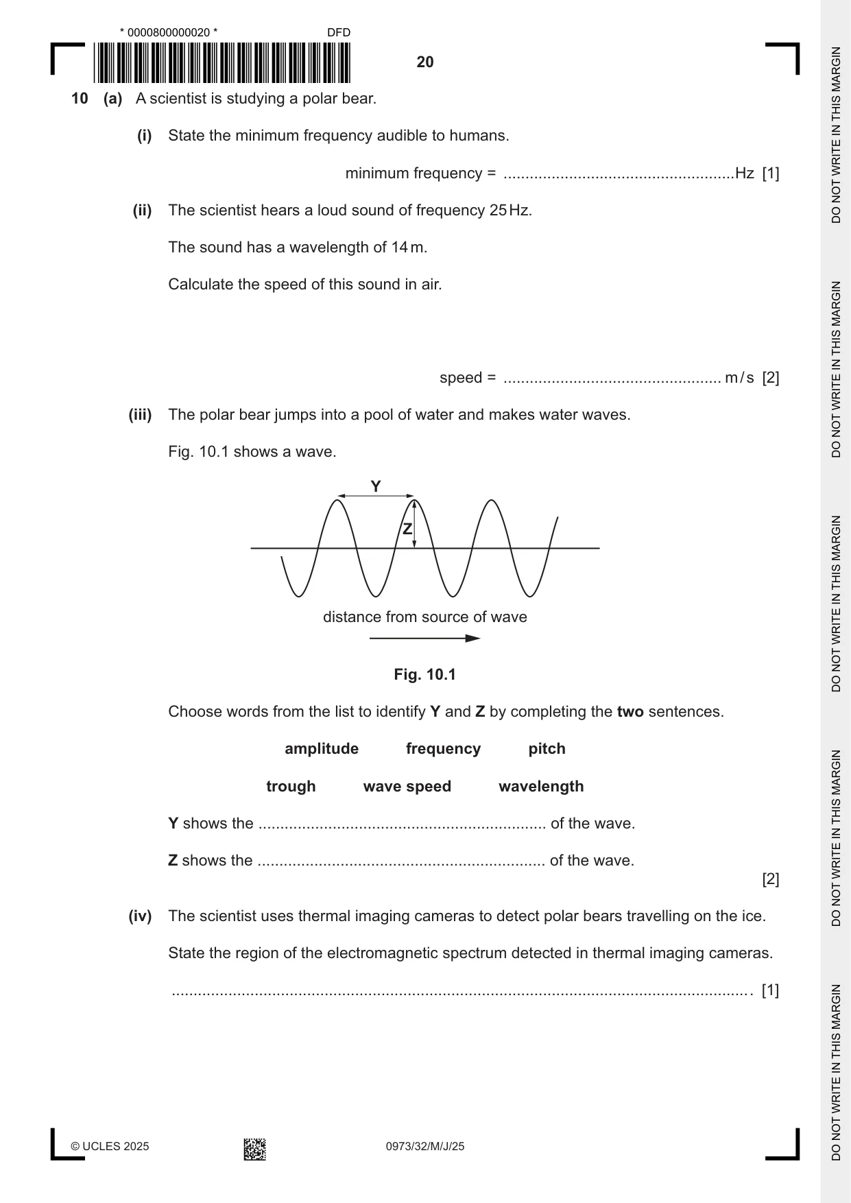 Cambridge IGCSE Sciences - Co-ordinated (9-1) 0973 2025 May/June Paper 3 · Variant 2 question paper, page 20 of 28