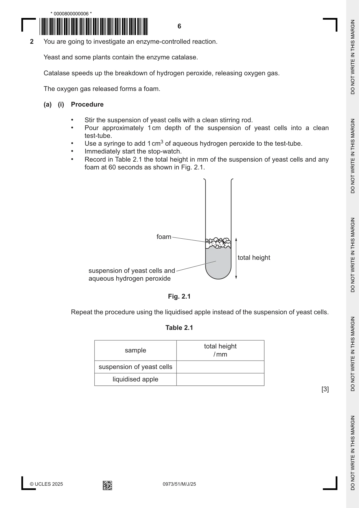 Cambridge IGCSE Sciences - Co-ordinated (9-1) 0973 2025 May/June Paper 5 · Variant 1 question paper, page 6 of 24