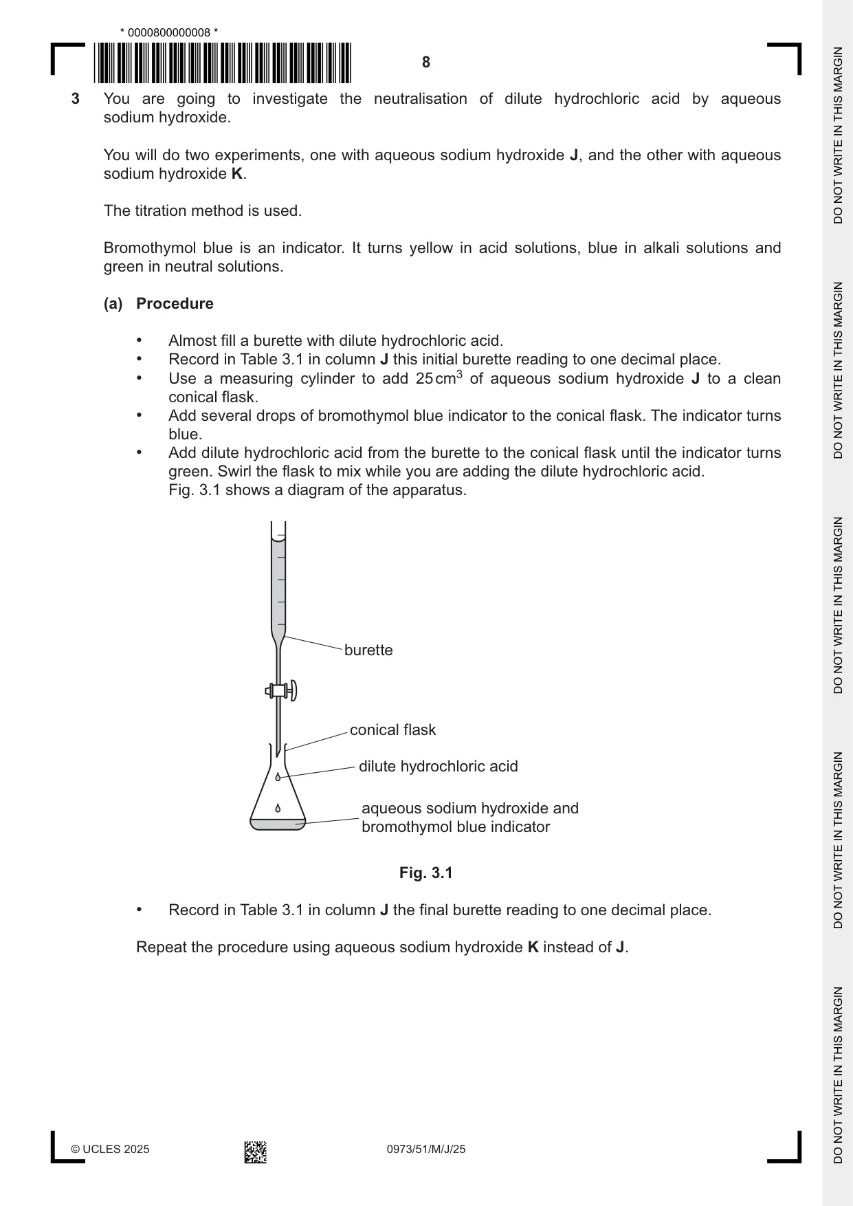 Cambridge IGCSE Sciences - Co-ordinated (9-1) 0973 2025 May/June Paper 5 · Variant 1 question paper, page 8 of 24