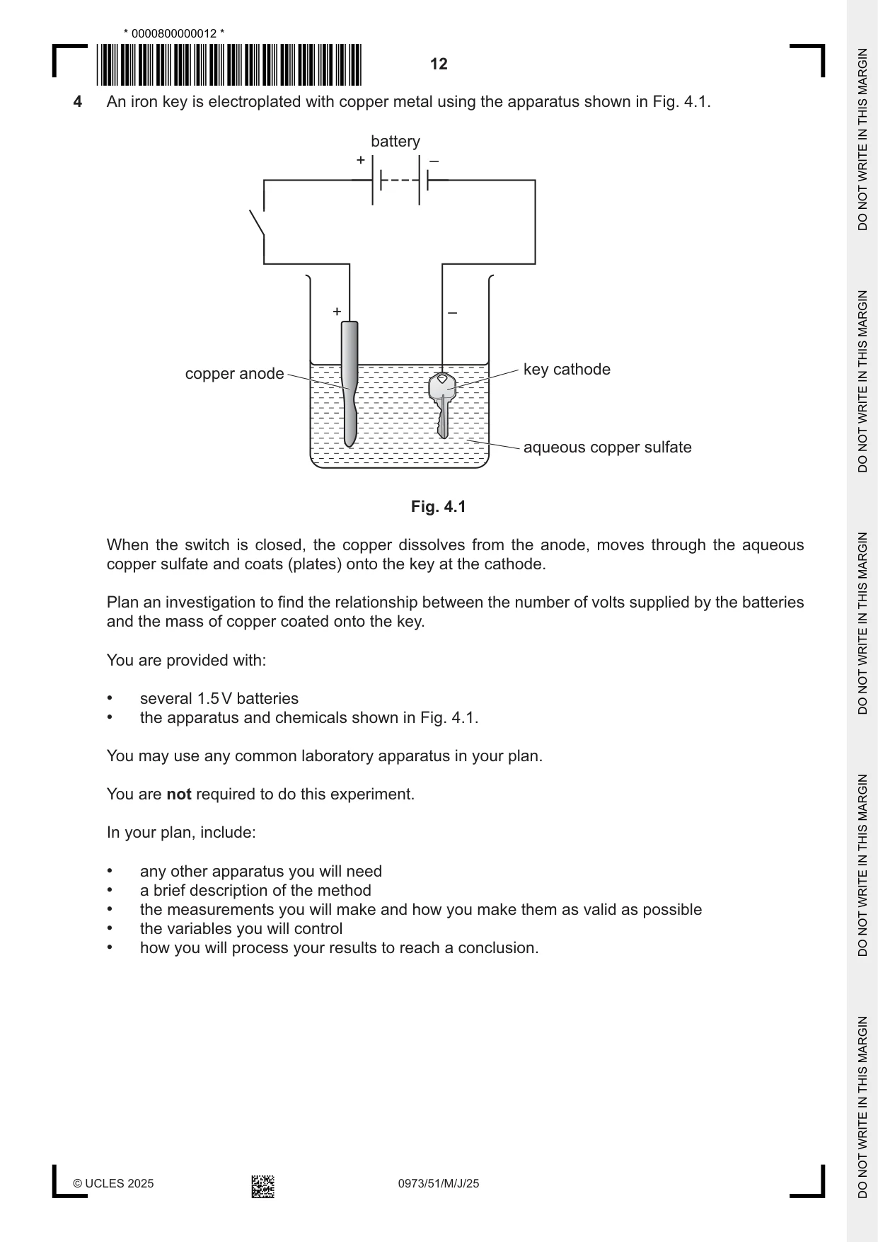 Cambridge IGCSE Sciences - Co-ordinated (9-1) 0973 2025 May/June Paper 5 · Variant 1 question paper, page 12 of 24