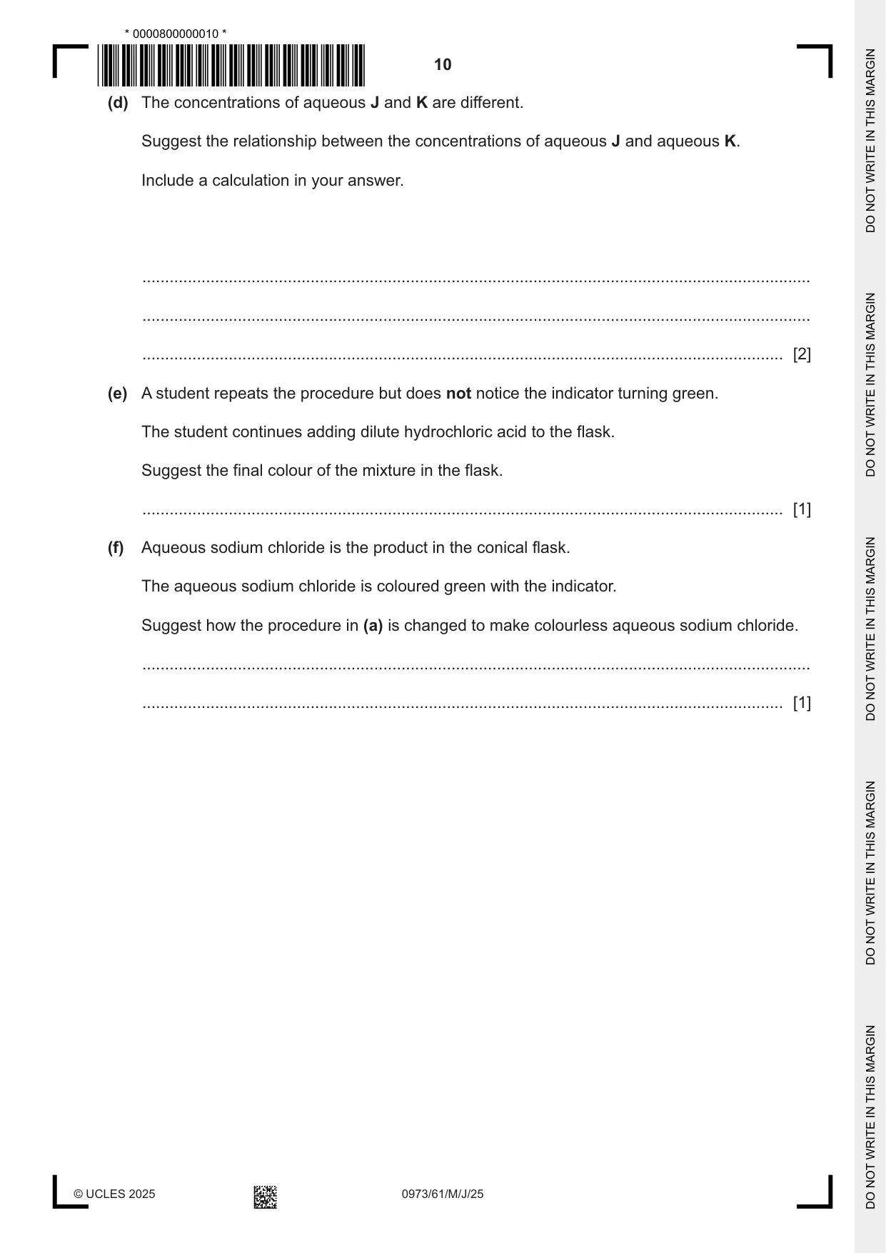 Cambridge IGCSE Sciences - Co-ordinated (9-1) 0973 2025 May/June Paper 6 · Variant 1 question paper, page 10 of 24