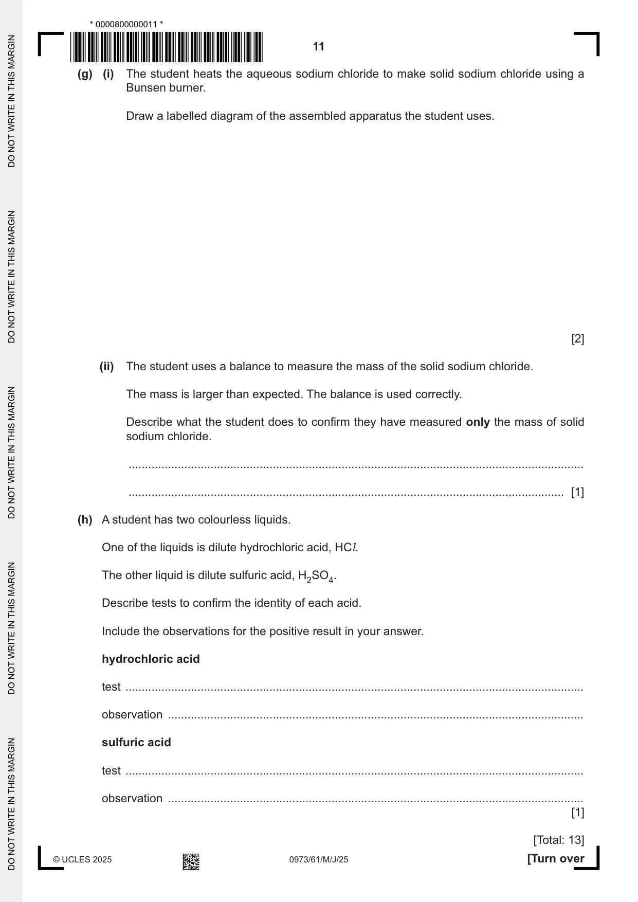 Cambridge IGCSE Sciences - Co-ordinated (9-1) 0973 2025 May/June Paper 6 · Variant 1 question paper, page 11 of 24