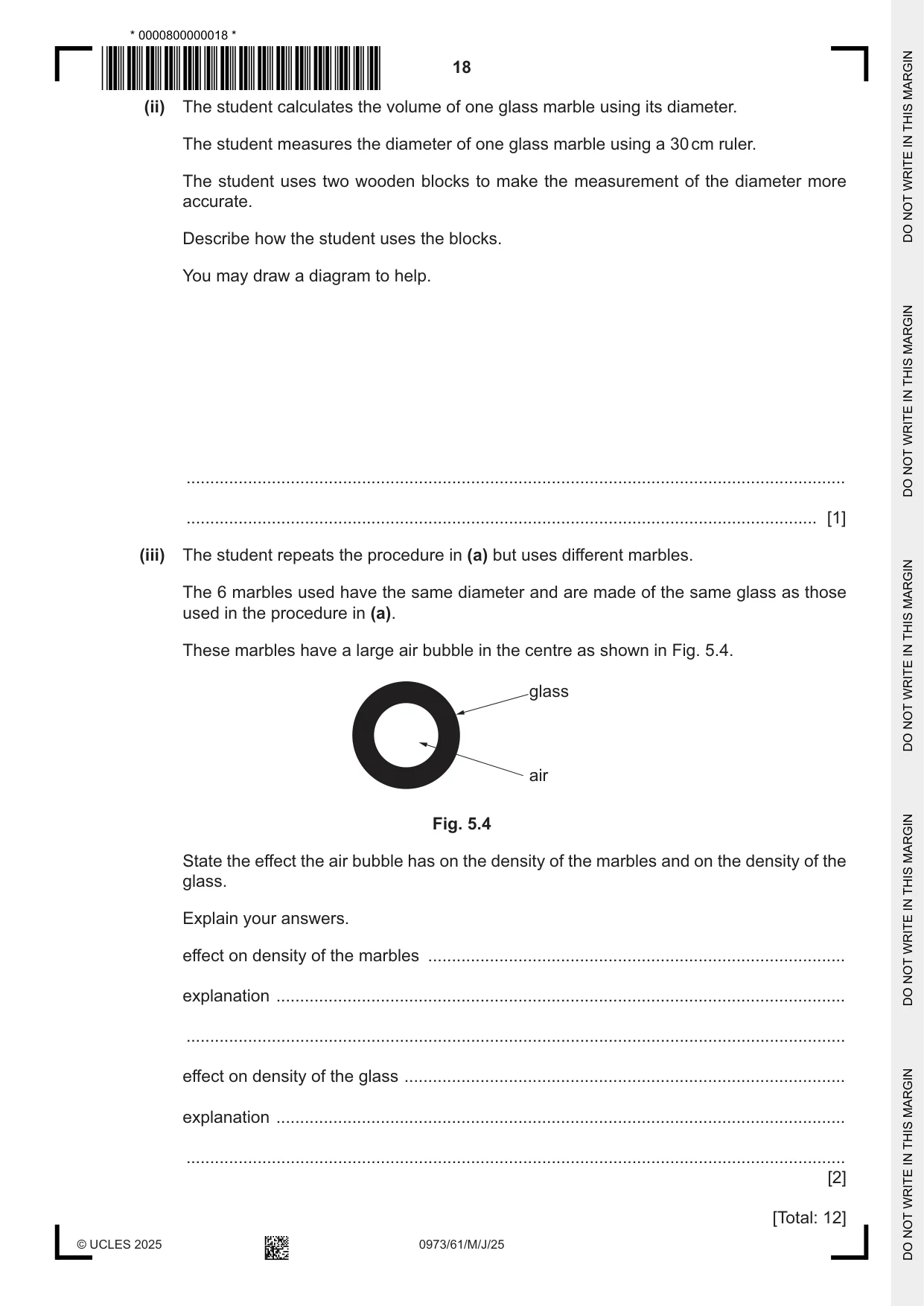 Cambridge IGCSE Sciences - Co-ordinated (9-1) 0973 2025 May/June Paper 6 · Variant 1 question paper, page 18 of 24
