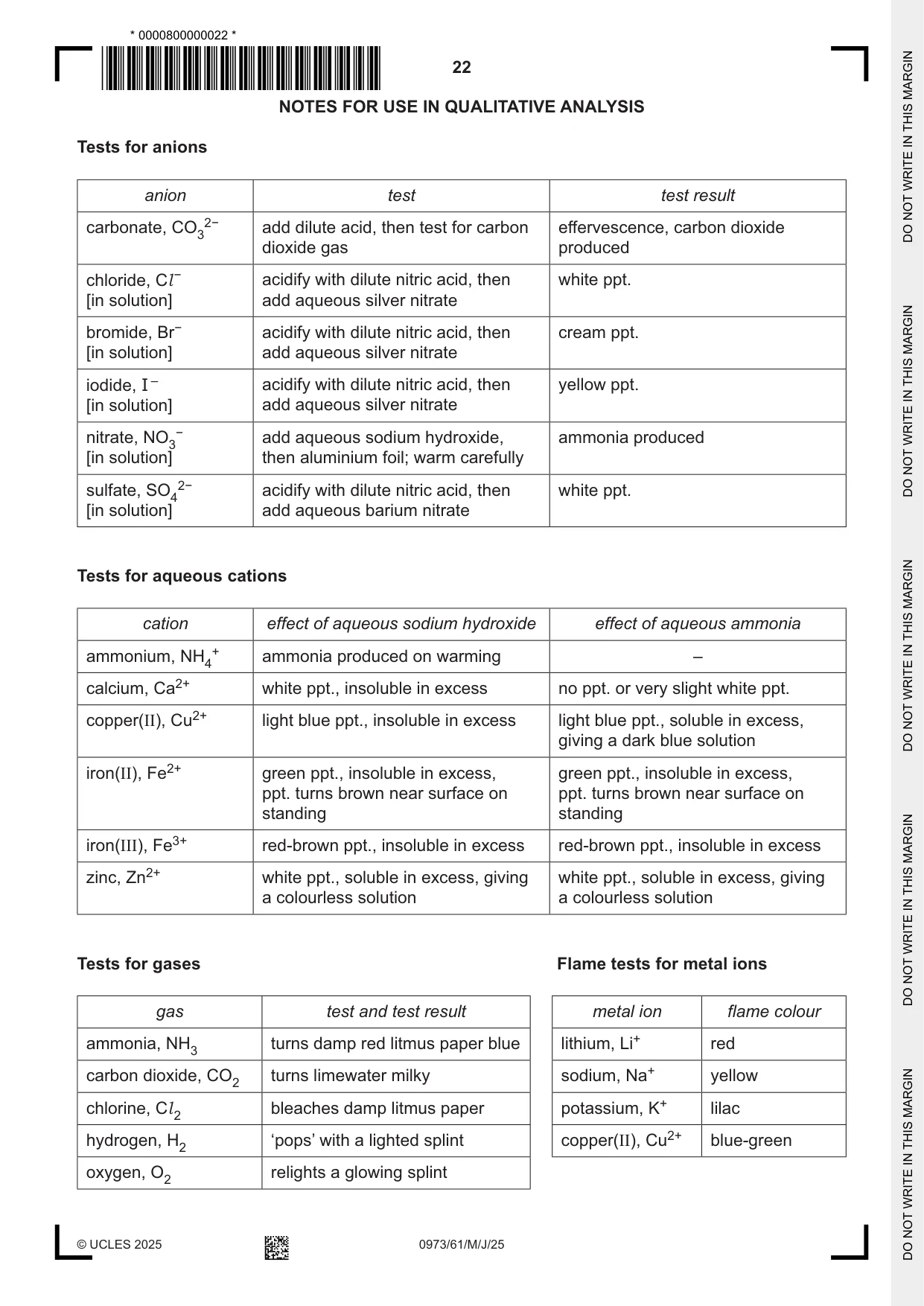 Cambridge IGCSE Sciences - Co-ordinated (9-1) 0973 2025 May/June Paper 6 · Variant 1 question paper, page 22 of 24