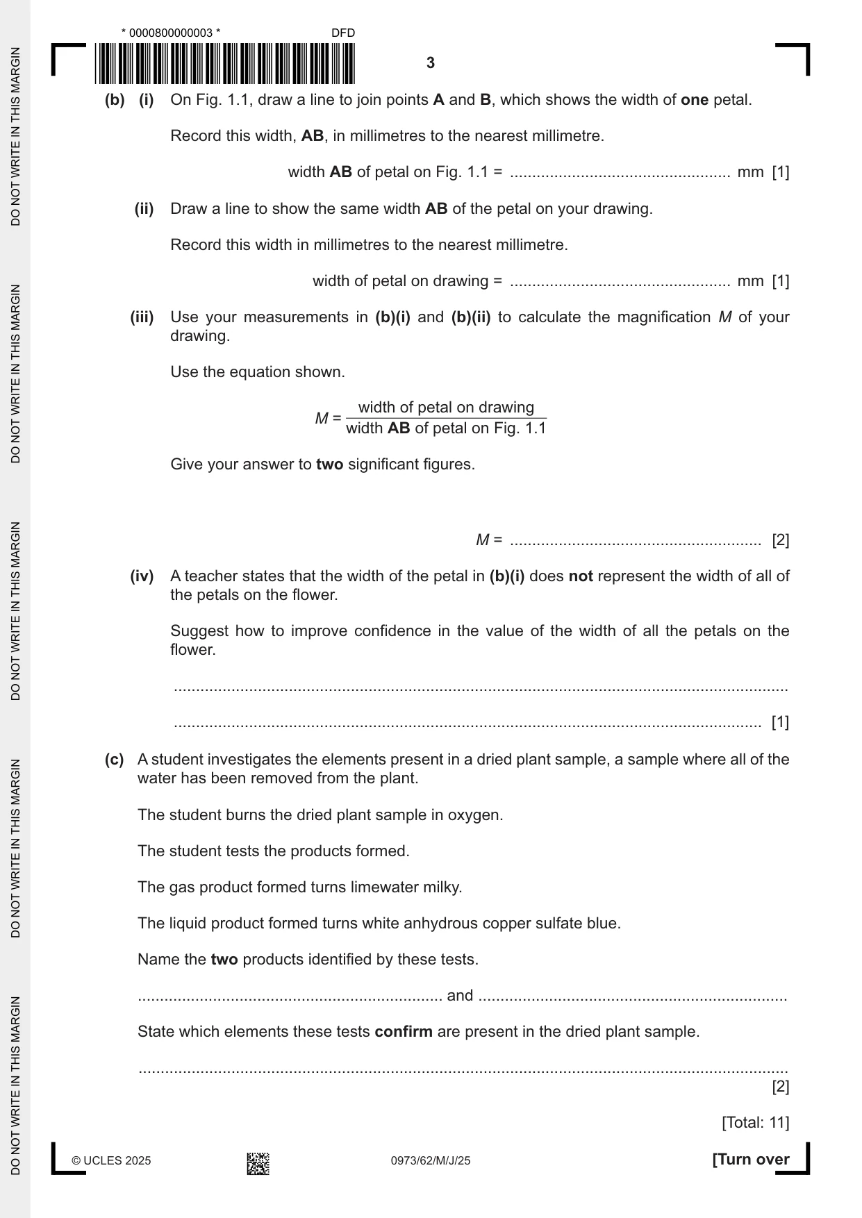 Cambridge IGCSE Sciences - Co-ordinated (9-1) 0973 2025 May/June Paper 6 · Variant 2 question paper, page 3 of 20