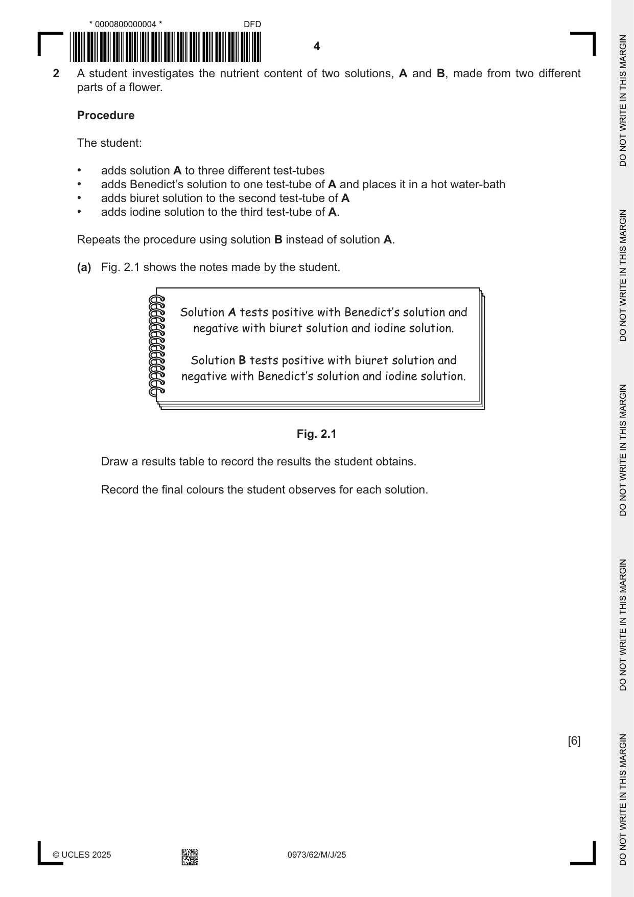 Cambridge IGCSE Sciences - Co-ordinated (9-1) 0973 2025 May/June Paper 6 · Variant 2 question paper, page 4 of 20