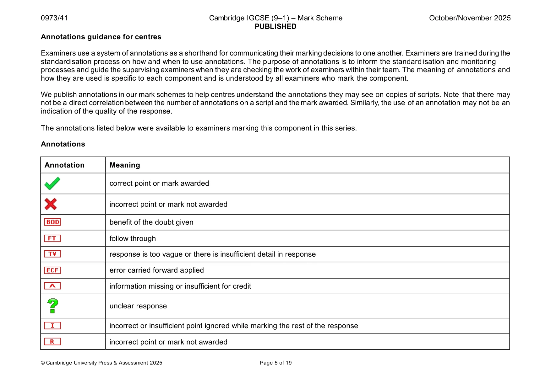Mark scheme, page 5 of 19