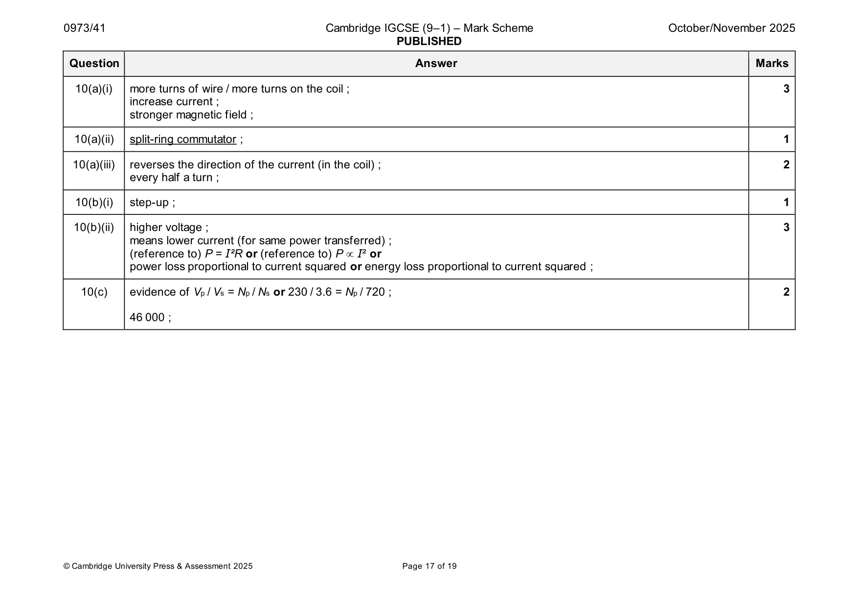 Mark scheme, page 17 of 19