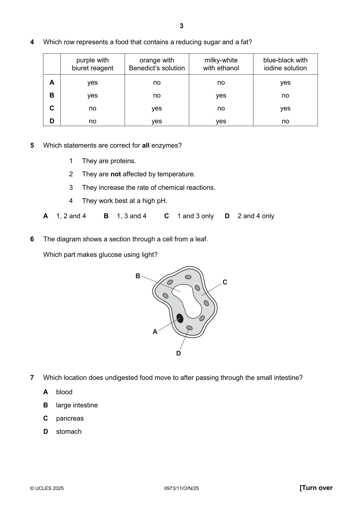 Cambridge IGCSE Sciences - Co-ordinated (9-1) 0973 2025 Oct/Nov Paper 1 · Variant 1 question paper, page 3 of 16