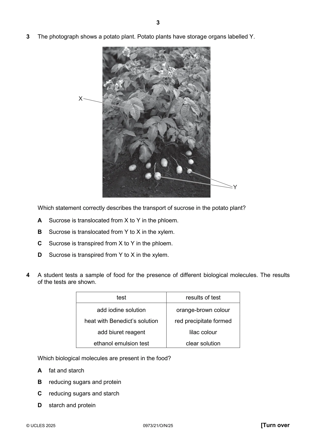 Cambridge IGCSE Sciences - Co-ordinated (9-1) 0973 2025 Oct/Nov Paper 2 · Variant 1 question paper, page 3 of 16