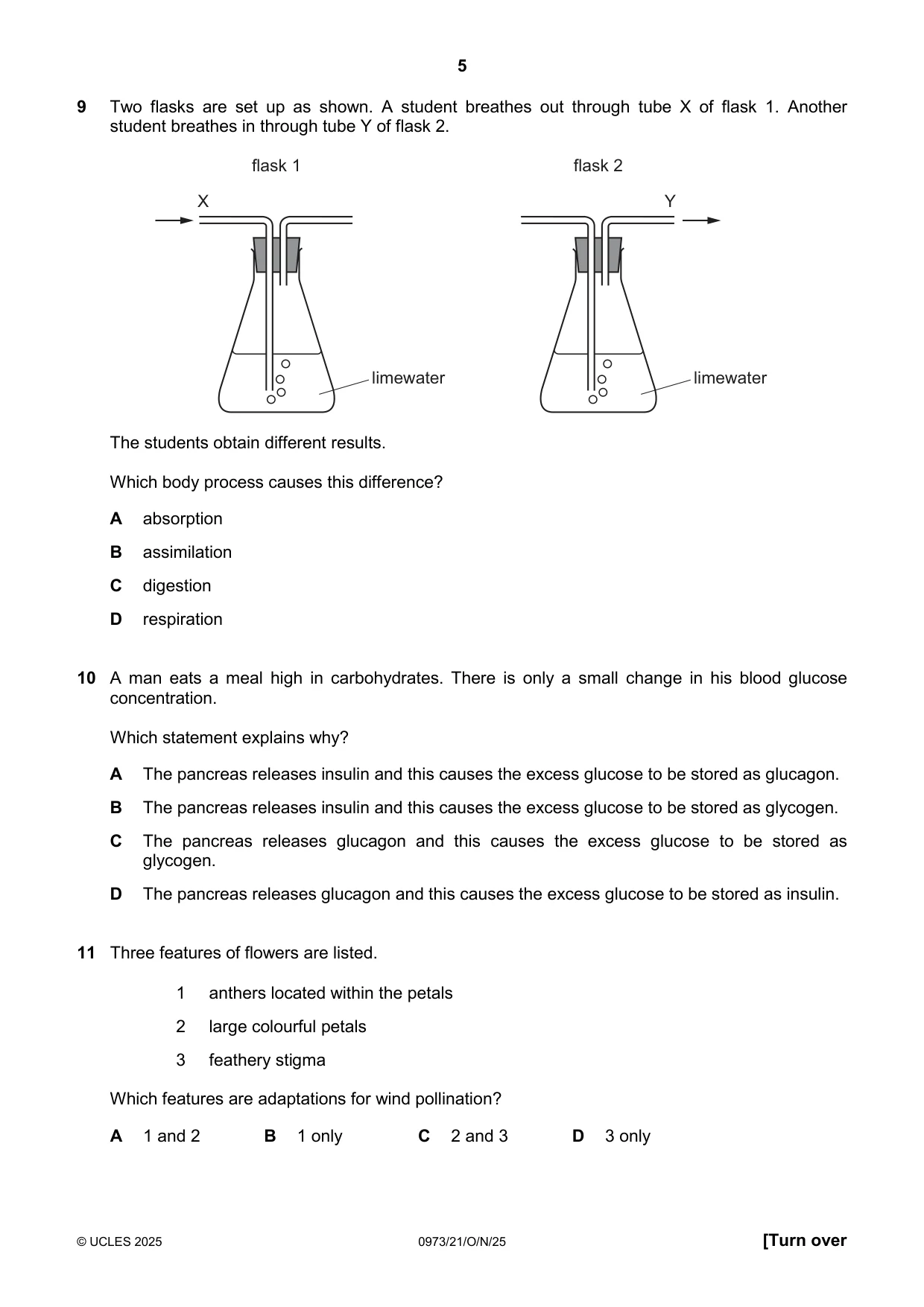 Cambridge IGCSE Sciences - Co-ordinated (9-1) 0973 2025 Oct/Nov Paper 2 · Variant 1 question paper, page 5 of 16