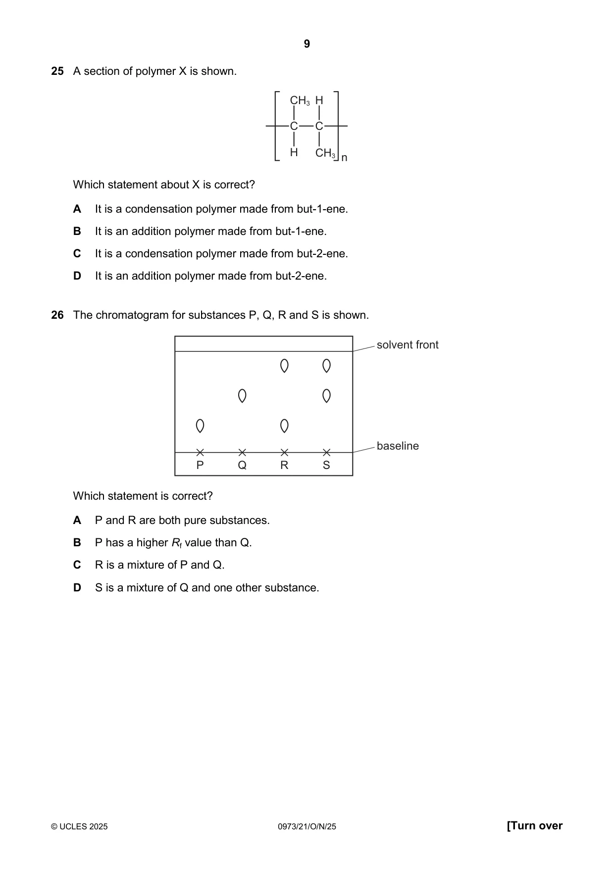Cambridge IGCSE Sciences - Co-ordinated (9-1) 0973 2025 Oct/Nov Paper 2 · Variant 1 question paper, page 9 of 16