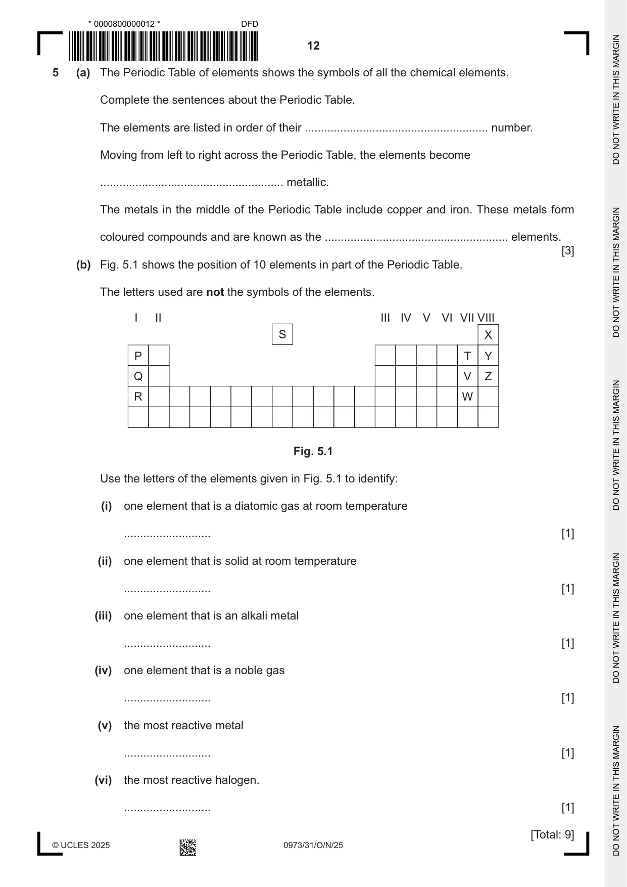 Cambridge IGCSE Sciences - Co-ordinated (9-1) 0973 2025 Oct/Nov Paper 3 · Variant 1 question paper, page 12 of 32