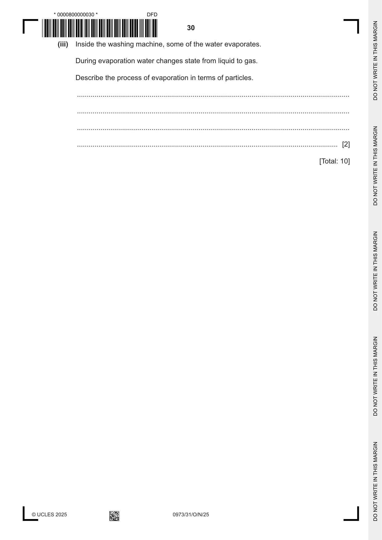 Cambridge IGCSE Sciences - Co-ordinated (9-1) 0973 2025 Oct/Nov Paper 3 · Variant 1 question paper, page 30 of 32