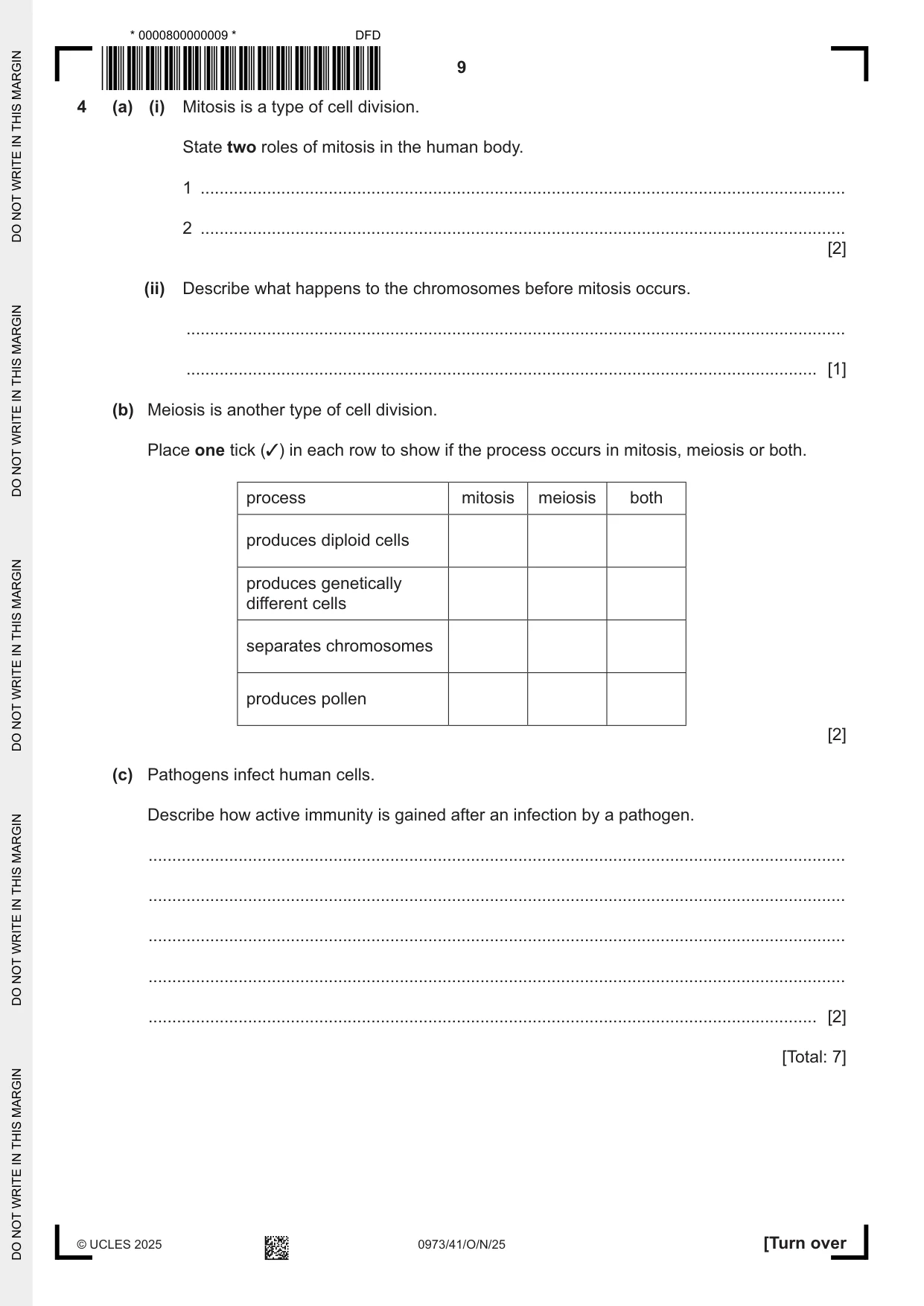 Cambridge IGCSE Sciences - Co-ordinated (9-1) 0973 2025 Oct/Nov Paper 4 · Variant 1 question paper, page 9 of 28
