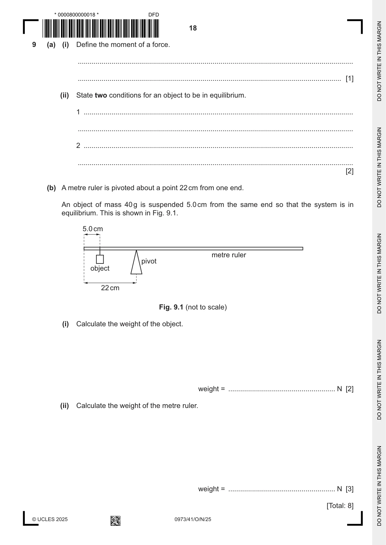 Cambridge IGCSE Sciences - Co-ordinated (9-1) 0973 2025 Oct/Nov Paper 4 · Variant 1 question paper, page 18 of 28