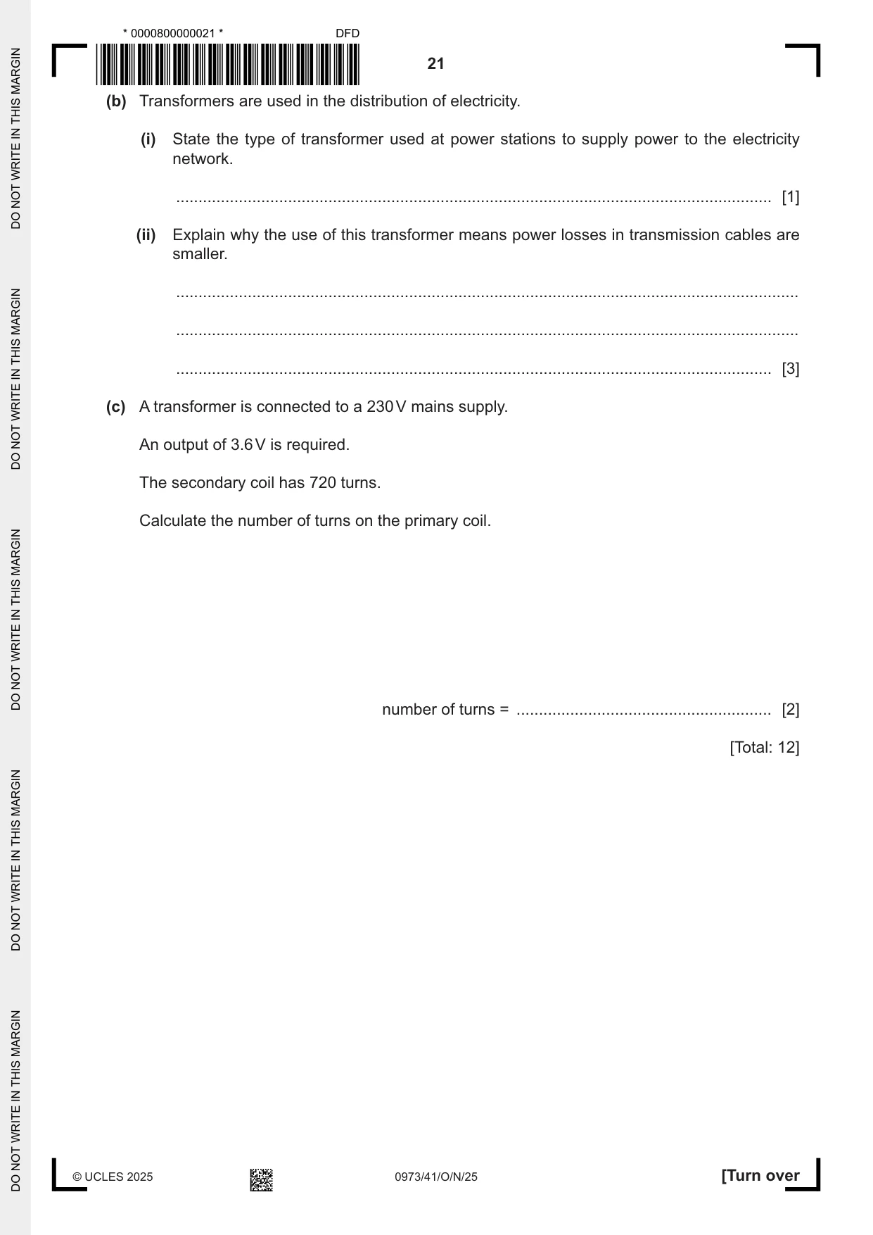 Cambridge IGCSE Sciences - Co-ordinated (9-1) 0973 2025 Oct/Nov Paper 4 · Variant 1 question paper, page 21 of 28