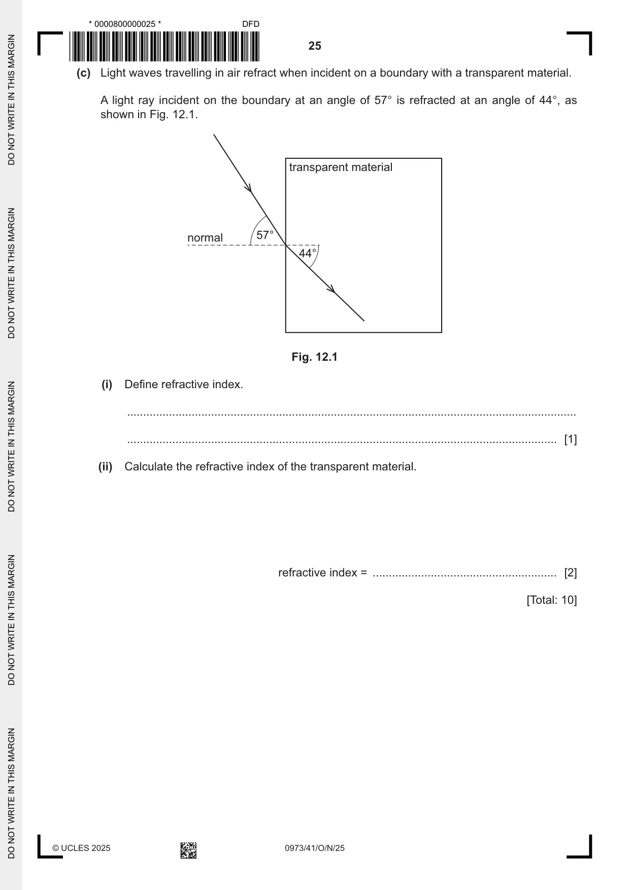 Cambridge IGCSE Sciences - Co-ordinated (9-1) 0973 2025 Oct/Nov Paper 4 · Variant 1 question paper, page 25 of 28