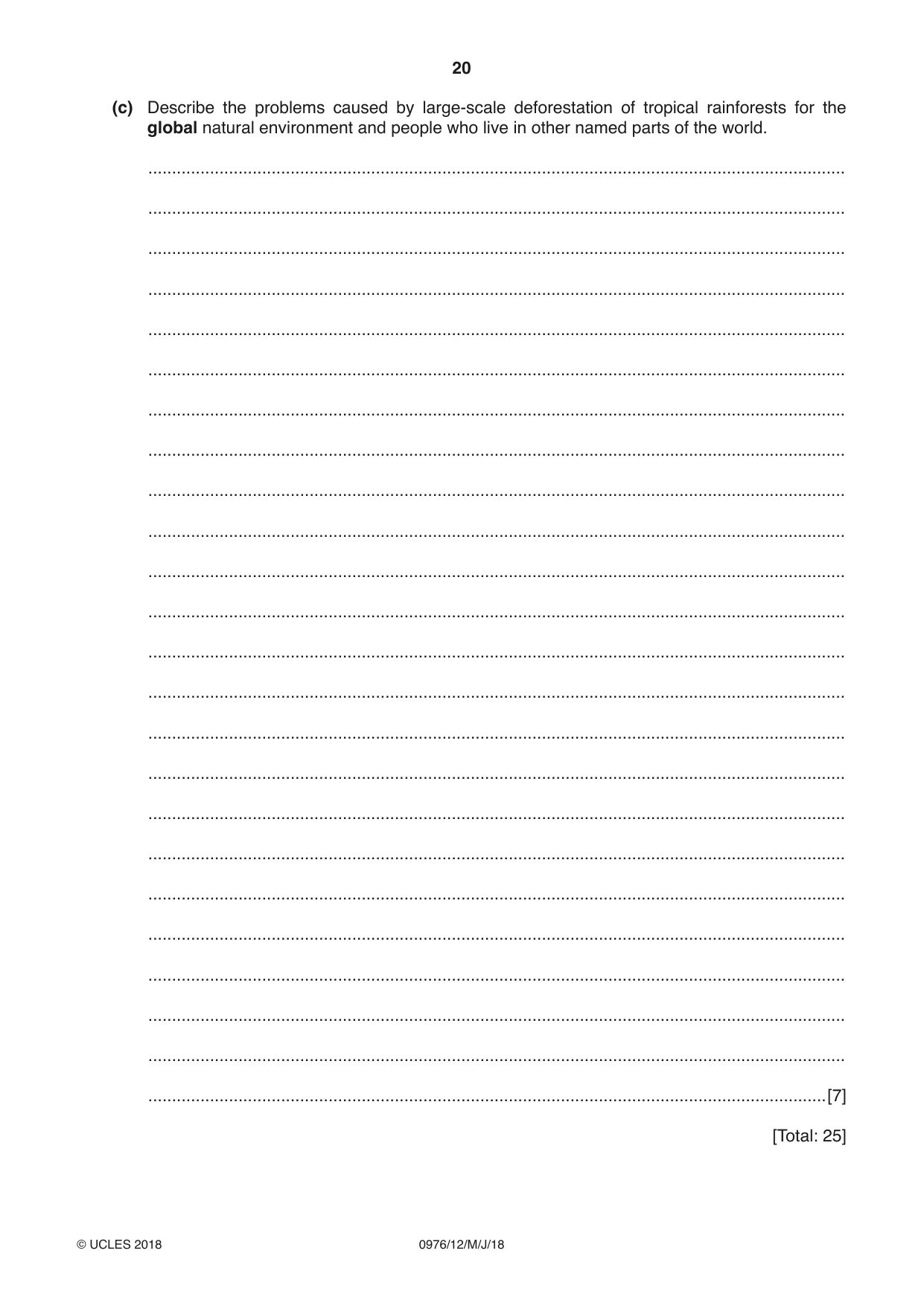 Cambridge IGCSE Geography (9-1) 0976 2018 May/June Paper 1 · Variant 2 question paper, page 20 of 32
