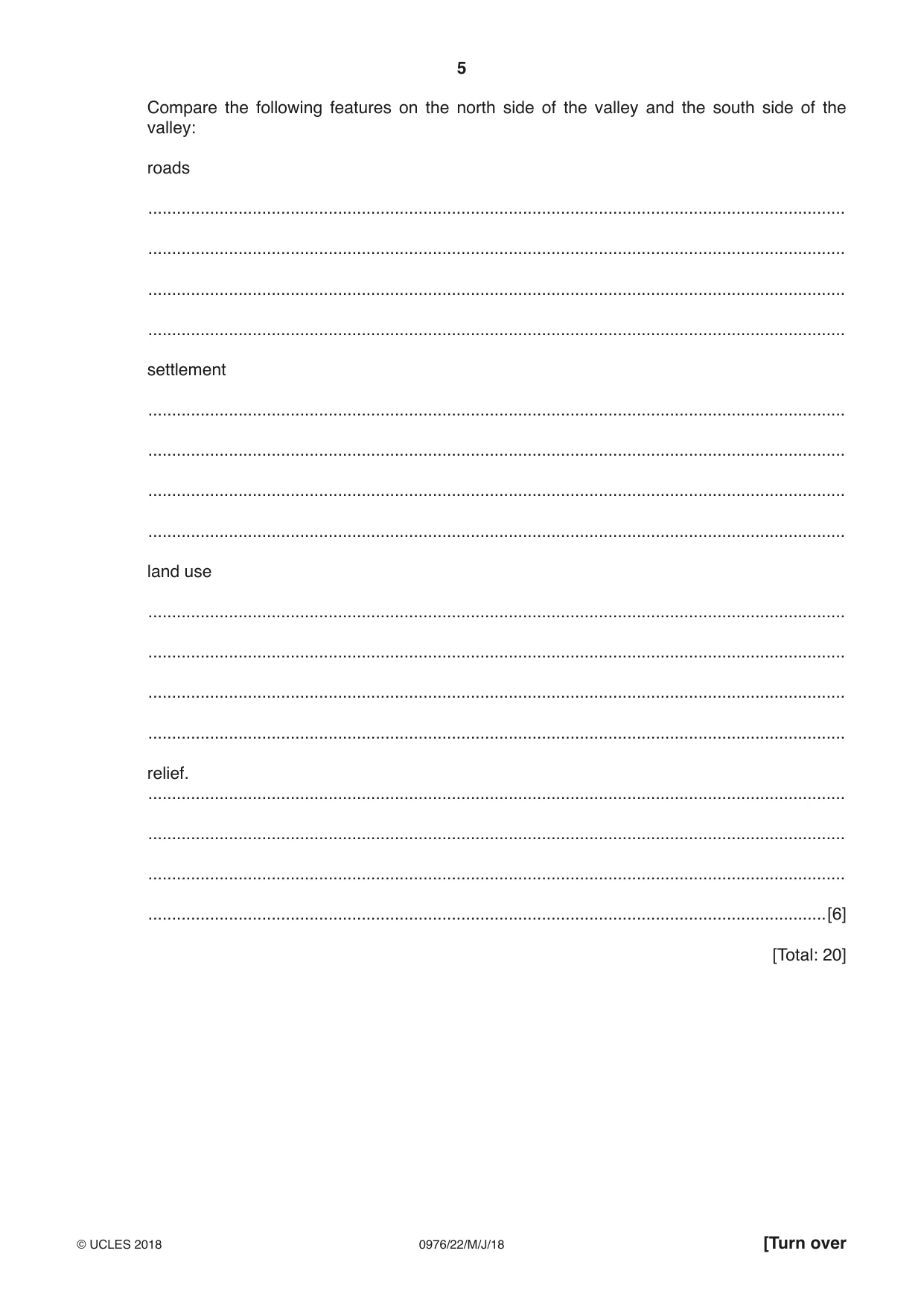 Cambridge IGCSE Geography (9-1) 0976 2018 May/June Paper 2 · Variant 2 question paper, page 5 of 20