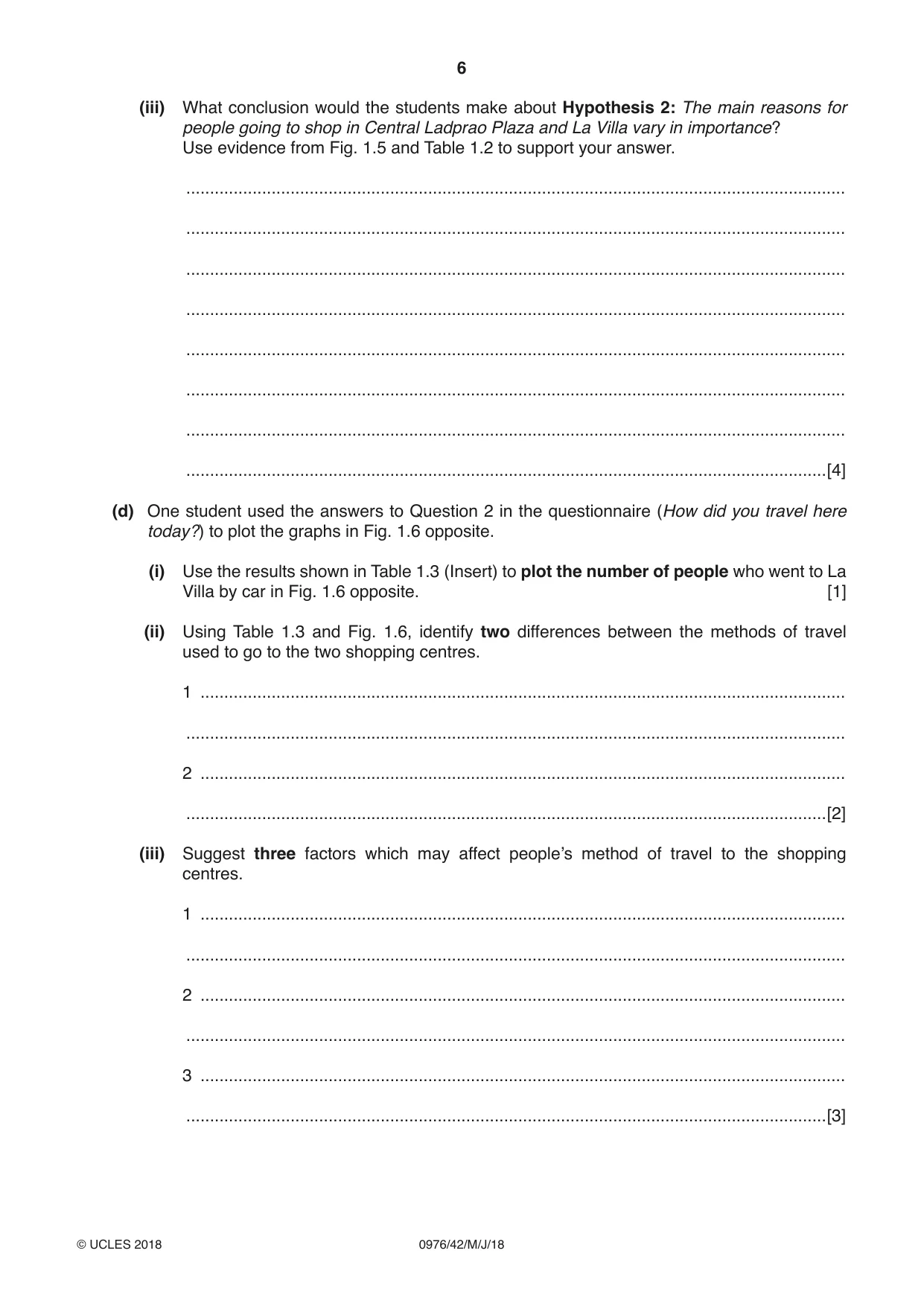 Cambridge IGCSE Geography (9-1) 0976 2018 May/June Paper 4 · Variant 2 question paper, page 6 of 20