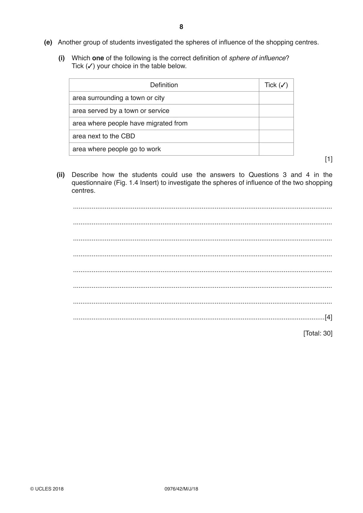 Cambridge IGCSE Geography (9-1) 0976 2018 May/June Paper 4 · Variant 2 question paper, page 8 of 20