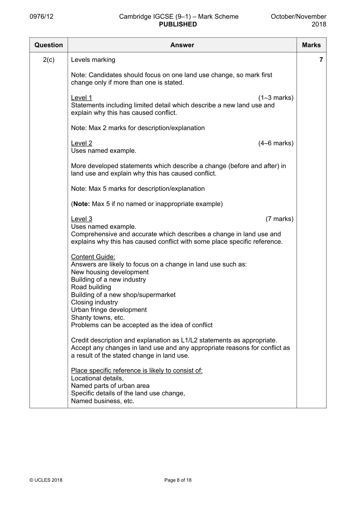 Mark scheme, page 8 of 18
