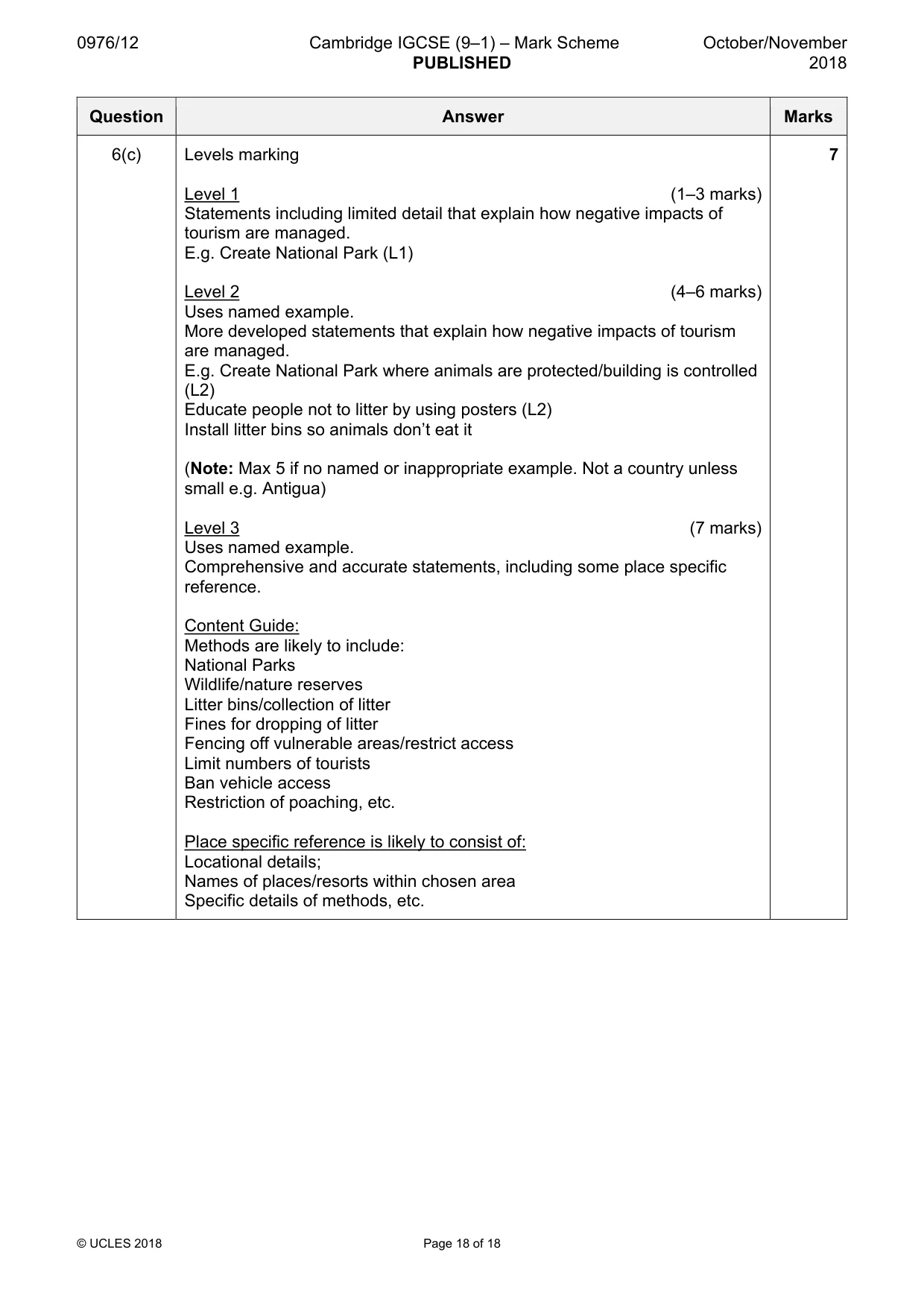 Mark scheme, page 18 of 18