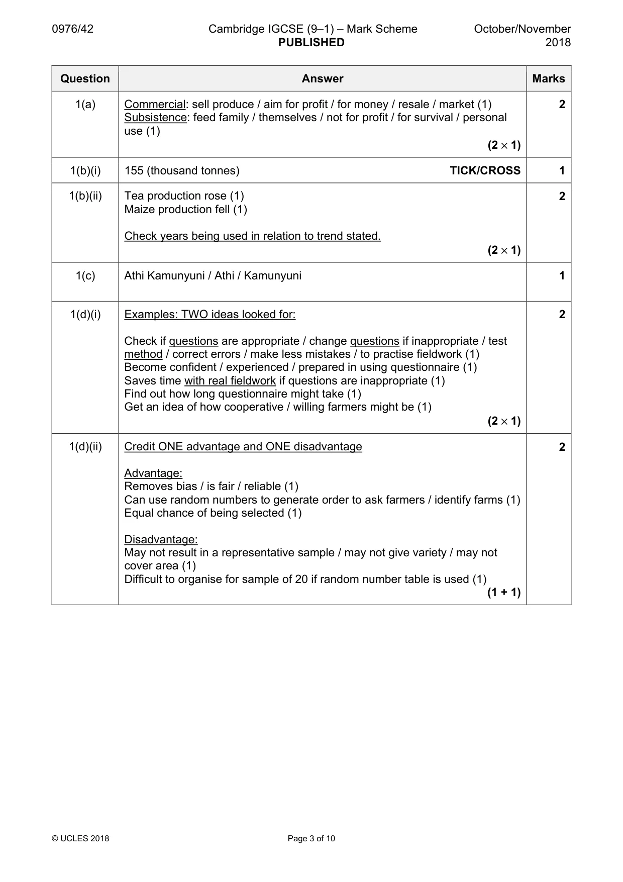 Mark scheme, page 3 of 10