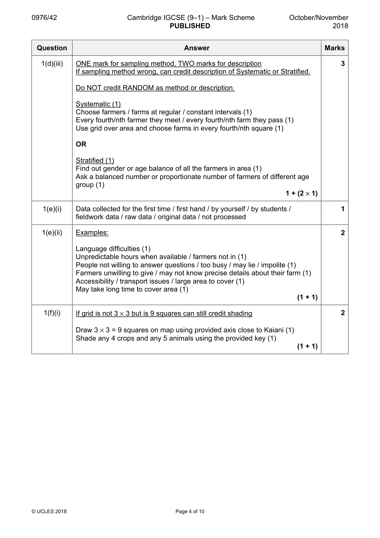 Mark scheme, page 4 of 10