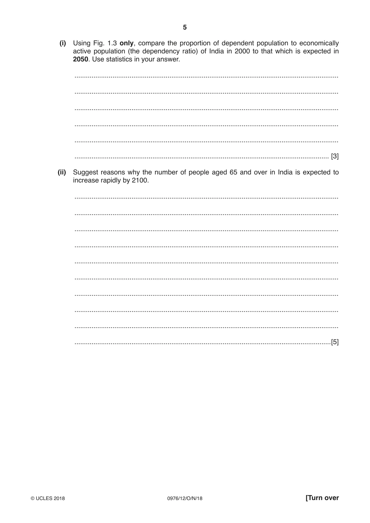 Cambridge IGCSE Geography (9-1) 0976 2018 Oct/Nov Paper 1 · Variant 2 question paper, page 5 of 32