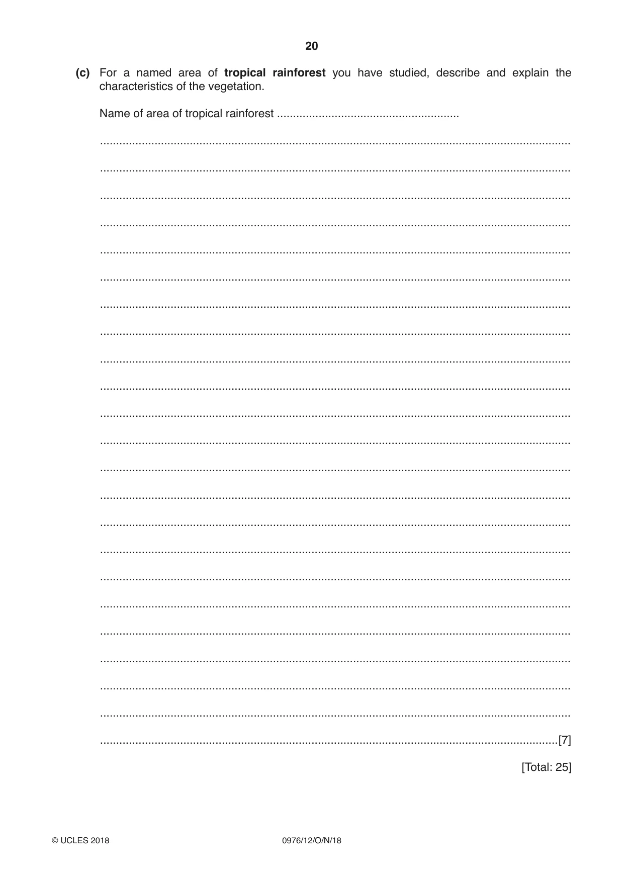Cambridge IGCSE Geography (9-1) 0976 2018 Oct/Nov Paper 1 · Variant 2 question paper, page 20 of 32