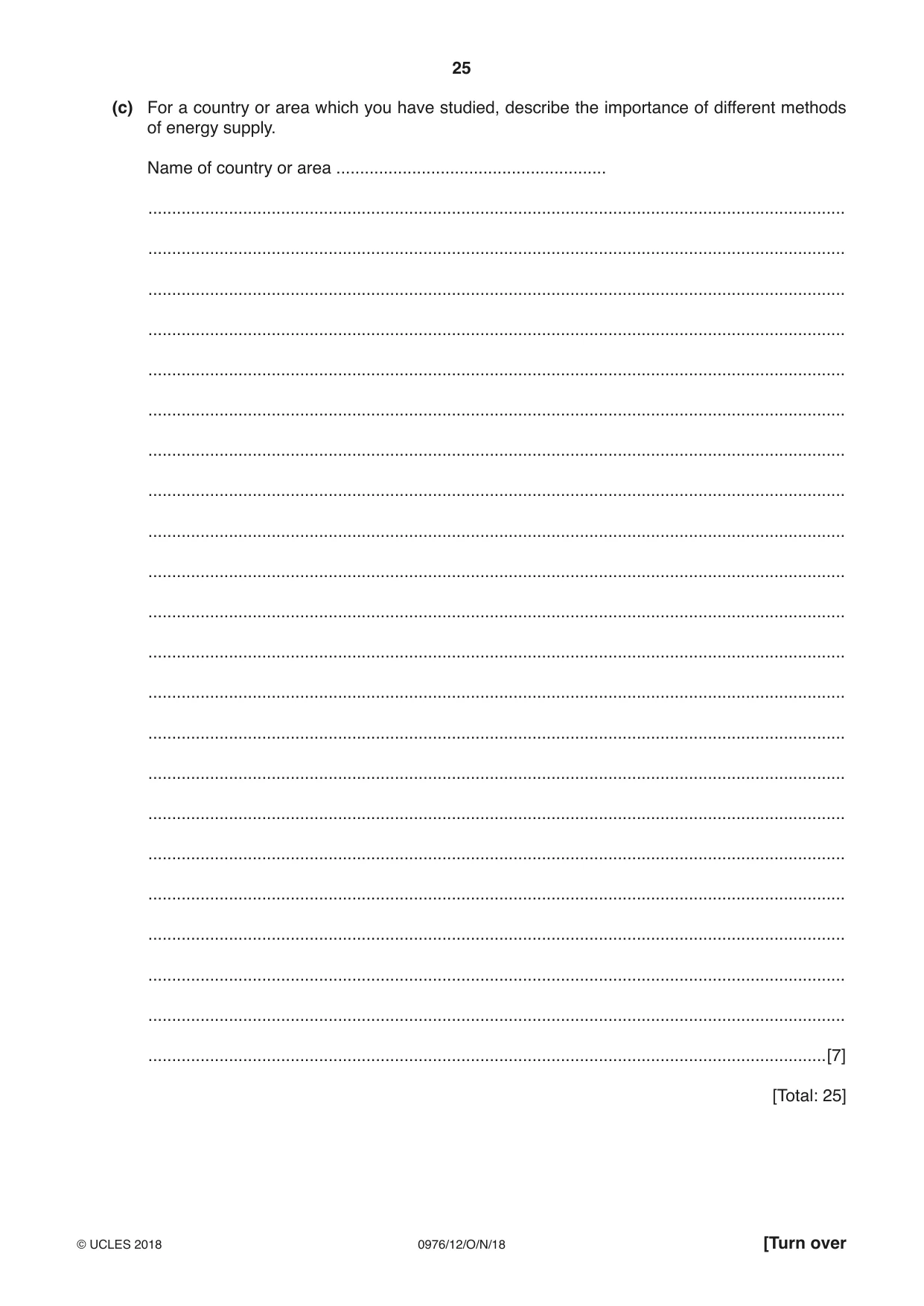 Cambridge IGCSE Geography (9-1) 0976 2018 Oct/Nov Paper 1 · Variant 2 question paper, page 25 of 32