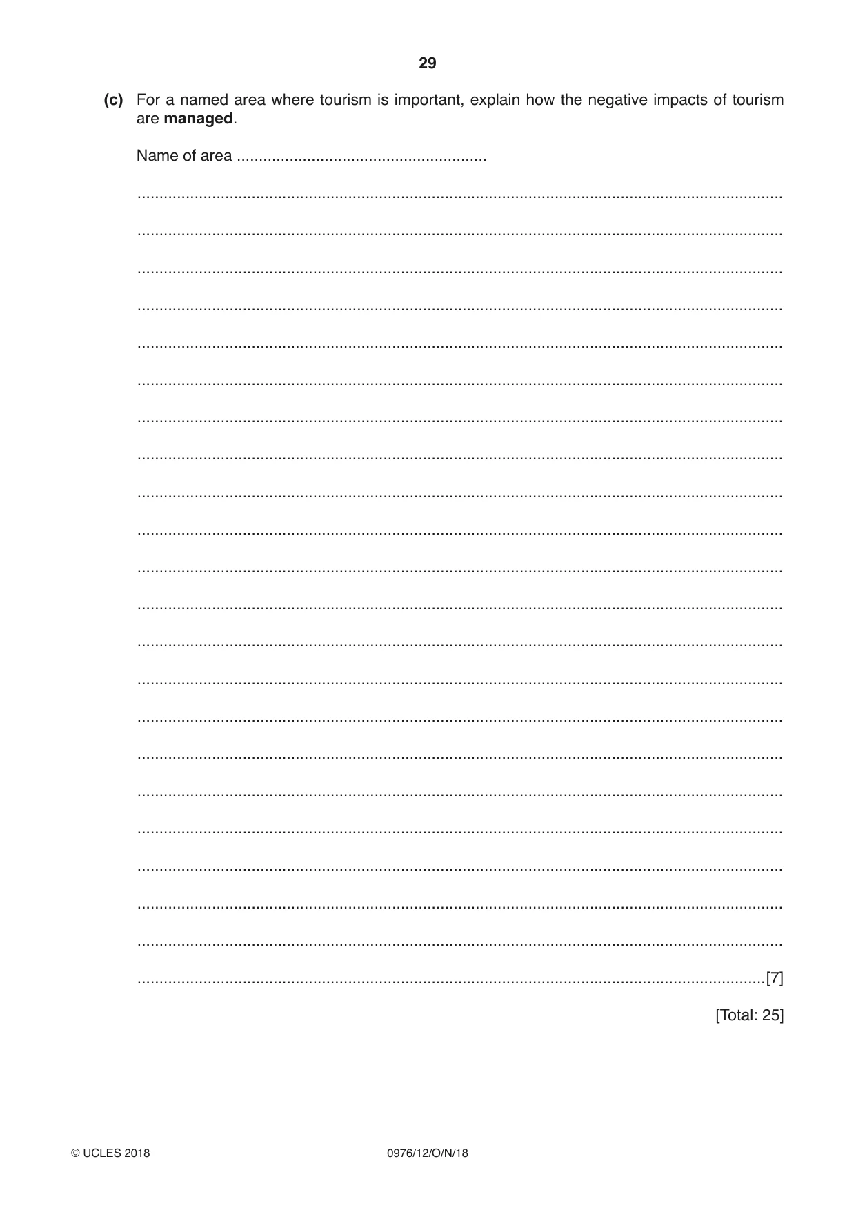 Cambridge IGCSE Geography (9-1) 0976 2018 Oct/Nov Paper 1 · Variant 2 question paper, page 29 of 32