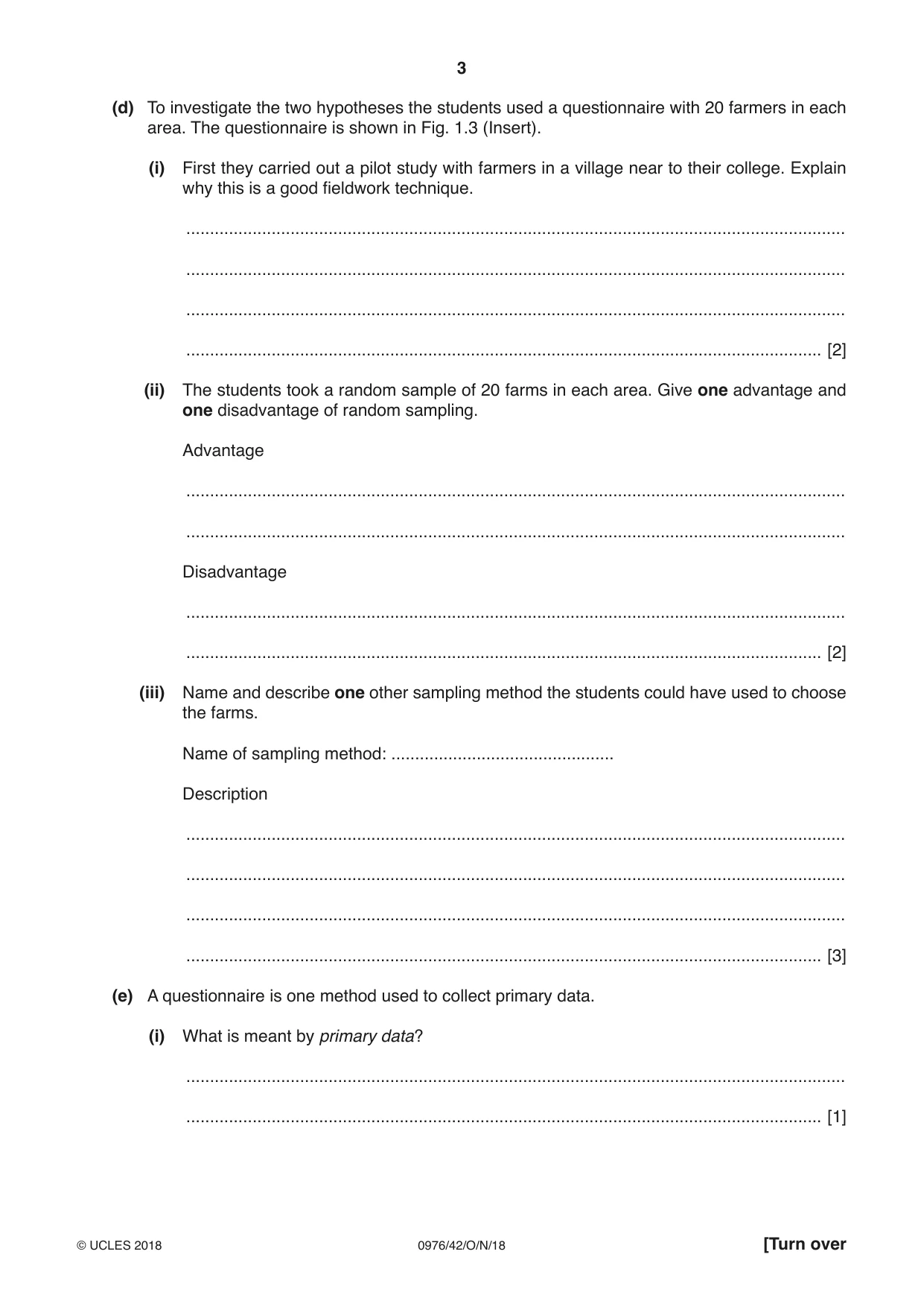 Cambridge IGCSE Geography (9-1) 0976 2018 Oct/Nov Paper 4 · Variant 2 question paper, page 3 of 20
