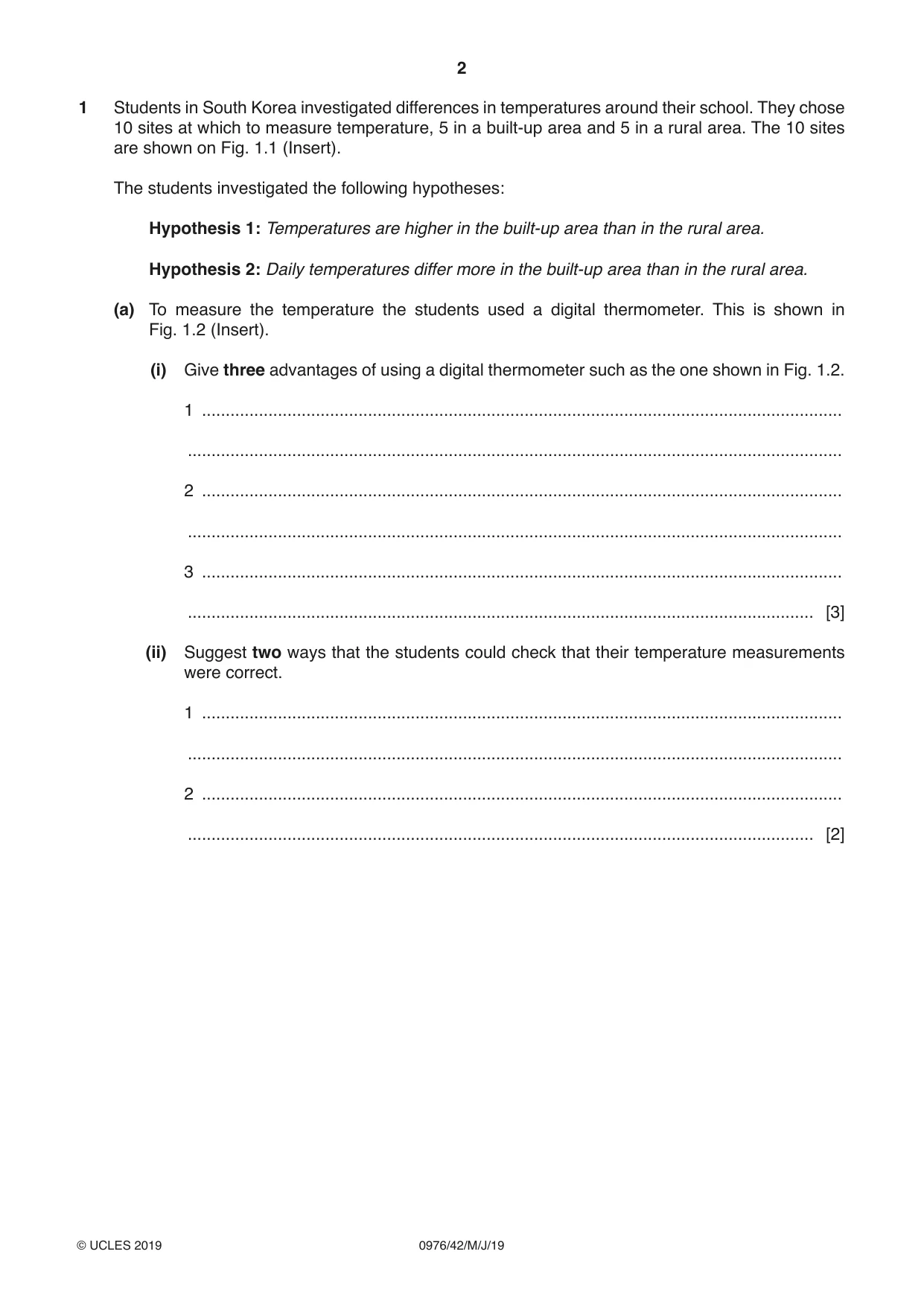 Cambridge IGCSE Geography (9-1) 0976 2019 May/June Paper 4 · Variant 2 question paper, page 2 of 16