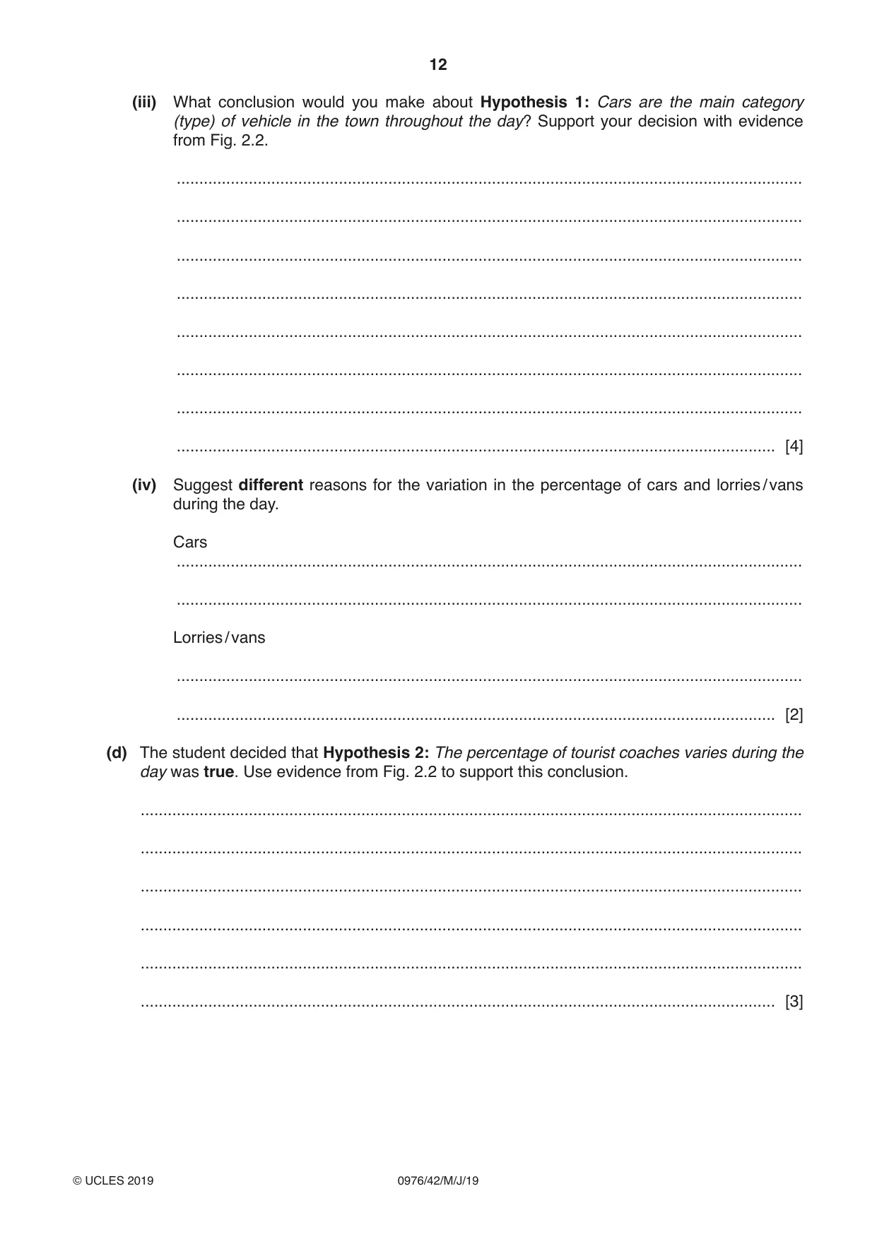 Cambridge IGCSE Geography (9-1) 0976 2019 May/June Paper 4 · Variant 2 question paper, page 12 of 16