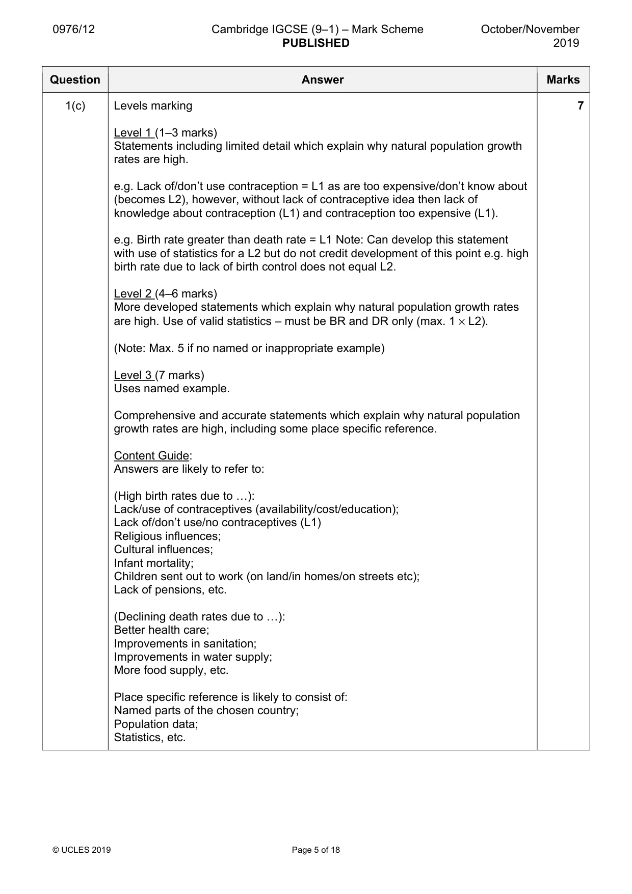 Mark scheme, page 5 of 18