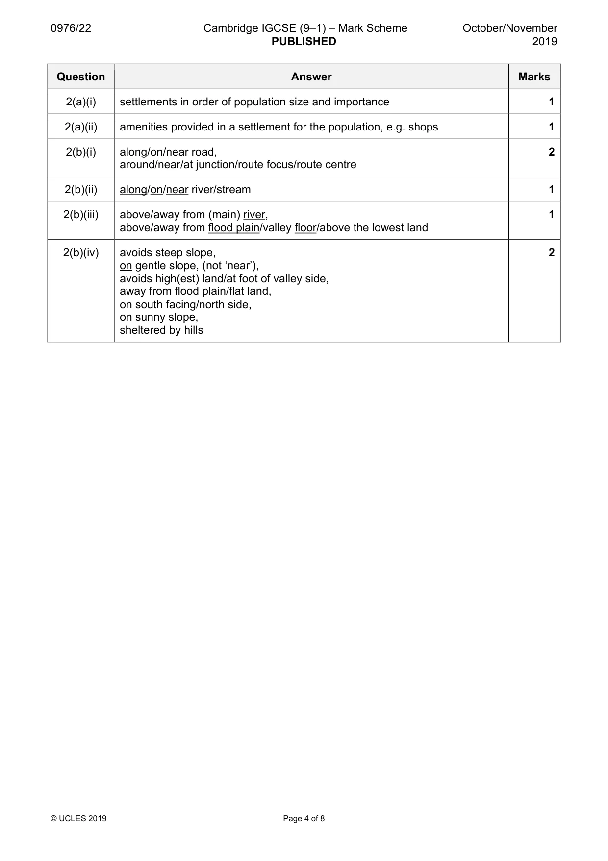 Mark scheme, page 4 of 8