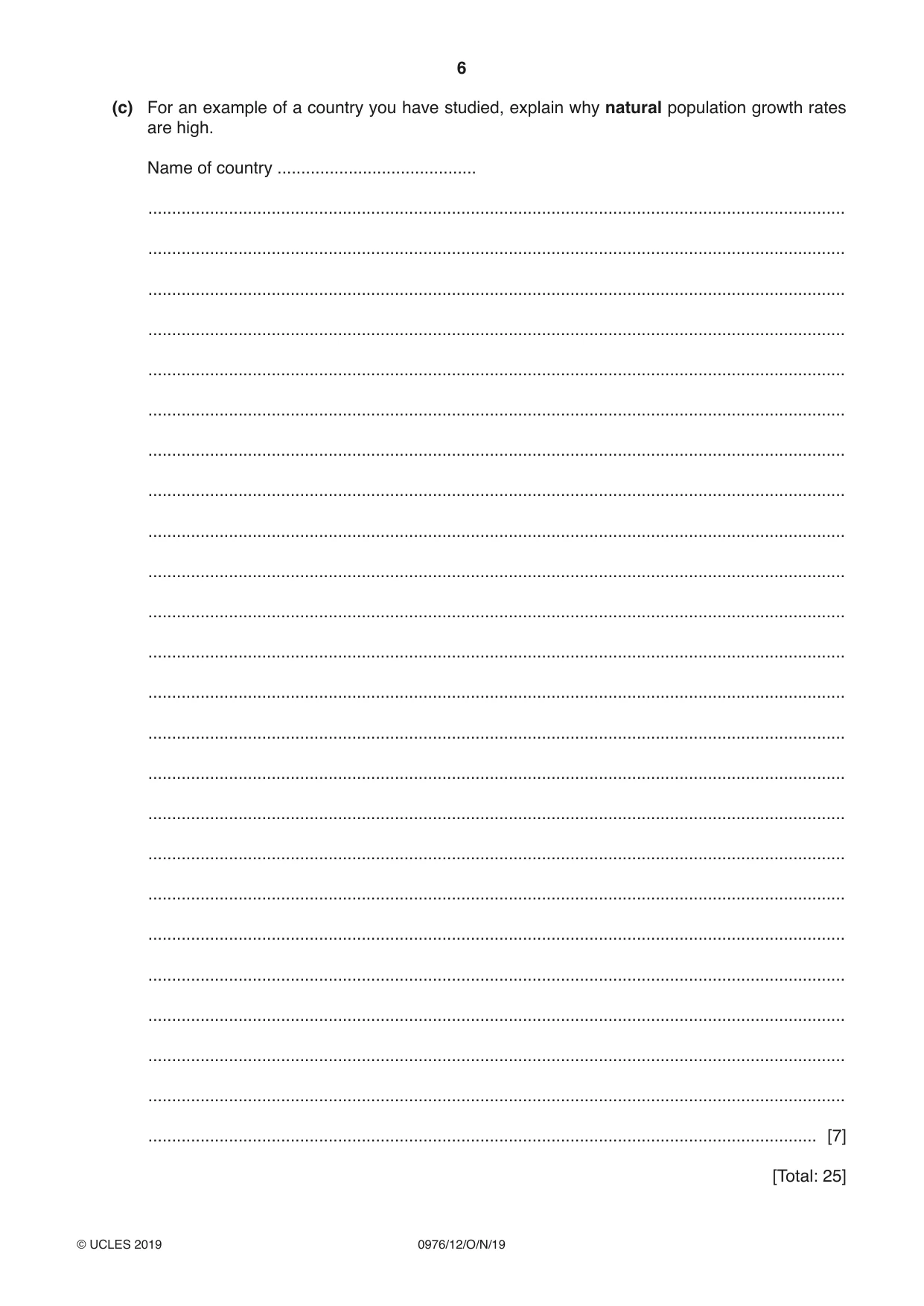 Cambridge IGCSE Geography (9-1) 0976 2019 Oct/Nov Paper 1 · Variant 2 question paper, page 6 of 32